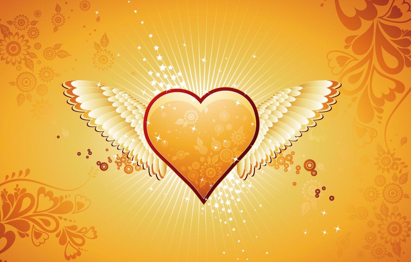 Wallpaper stars, love, heart, wings, Valentine's day, heart, valentines day image for desktop, section праздники