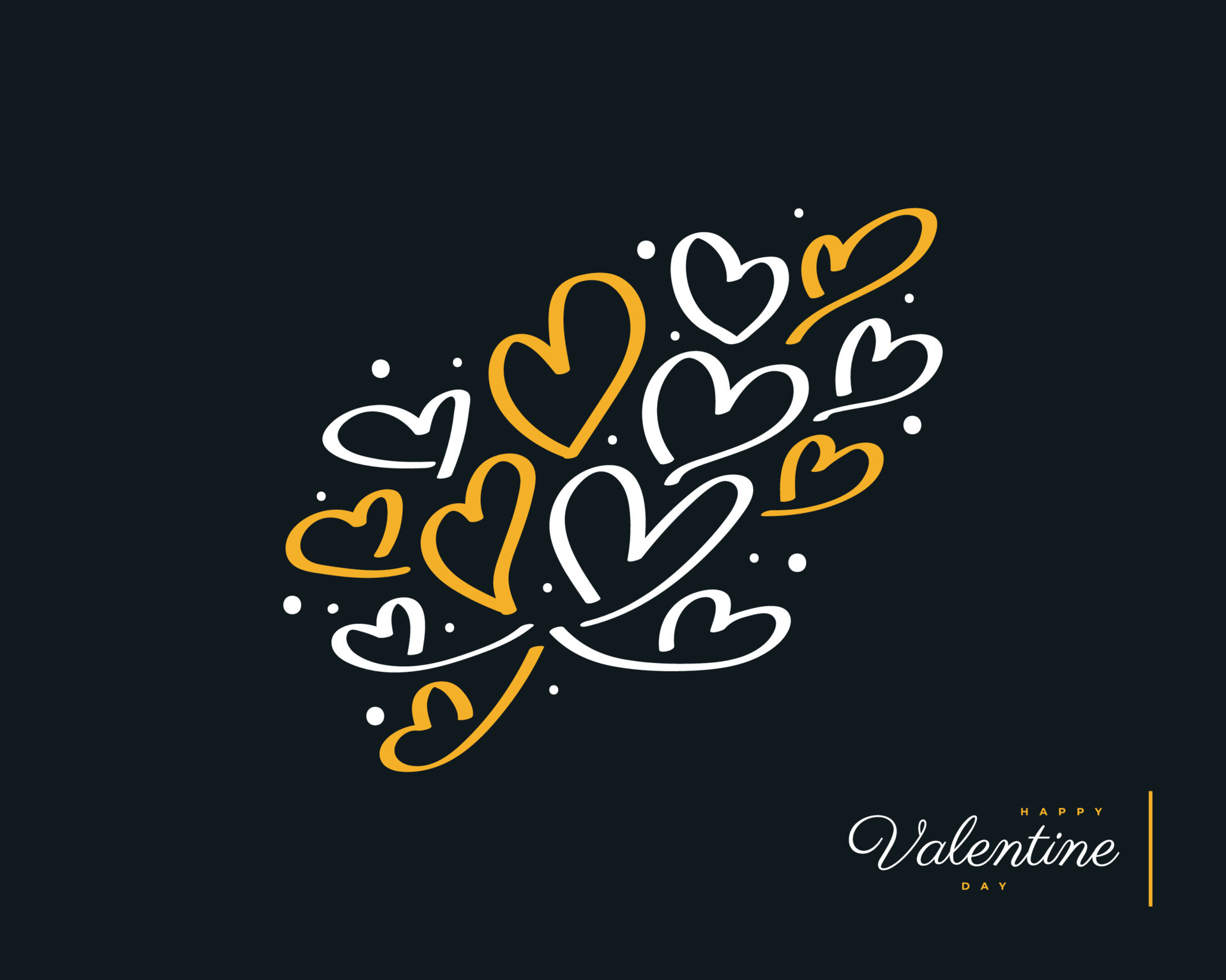 Cute White and Yellow Doodle Heart Illustration for Valentine's Element. Valentine's Day Background for Wallpaper, Flyers, Invitation, Posters, Brochure, Banner or Postcard
