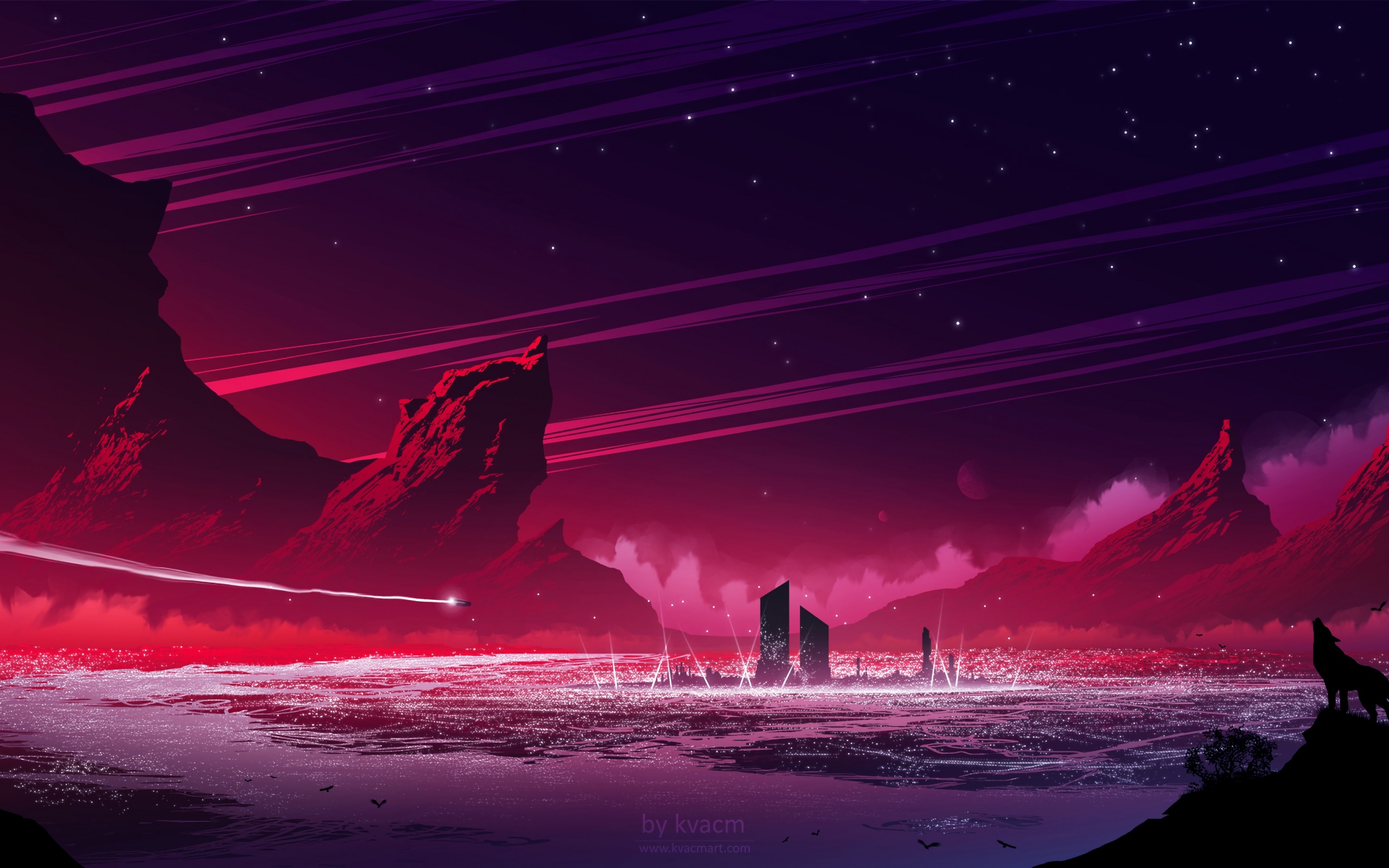 Wallpaper 4k wolf, silhouette, hills, mountains, loneliness 4k Wallpaper