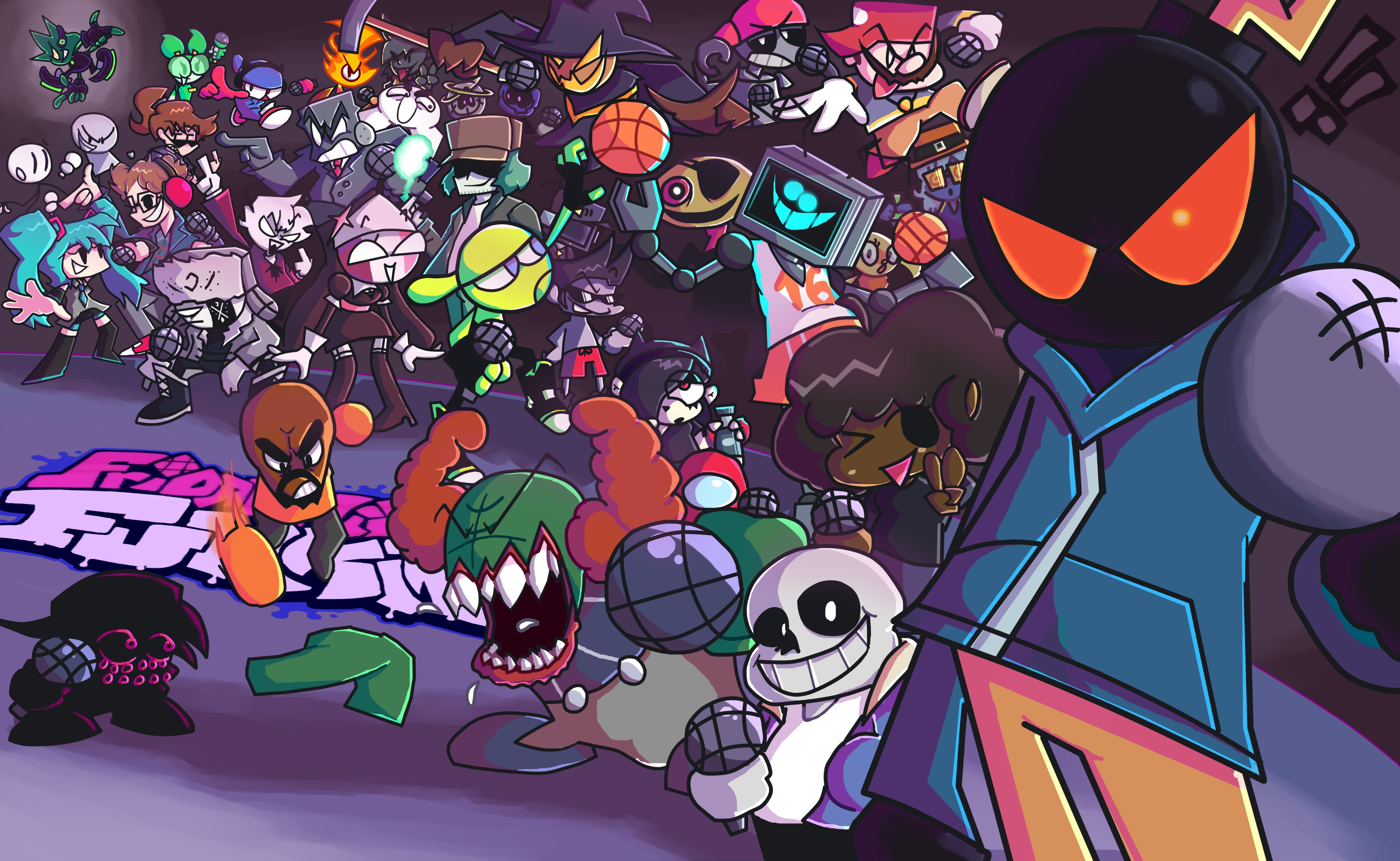 EllisBros - · The FNF Mod Mural it's finally done, this took me weeks to finish (mostly cause this is like my third digital drawing ever, and with a mouse), BUT