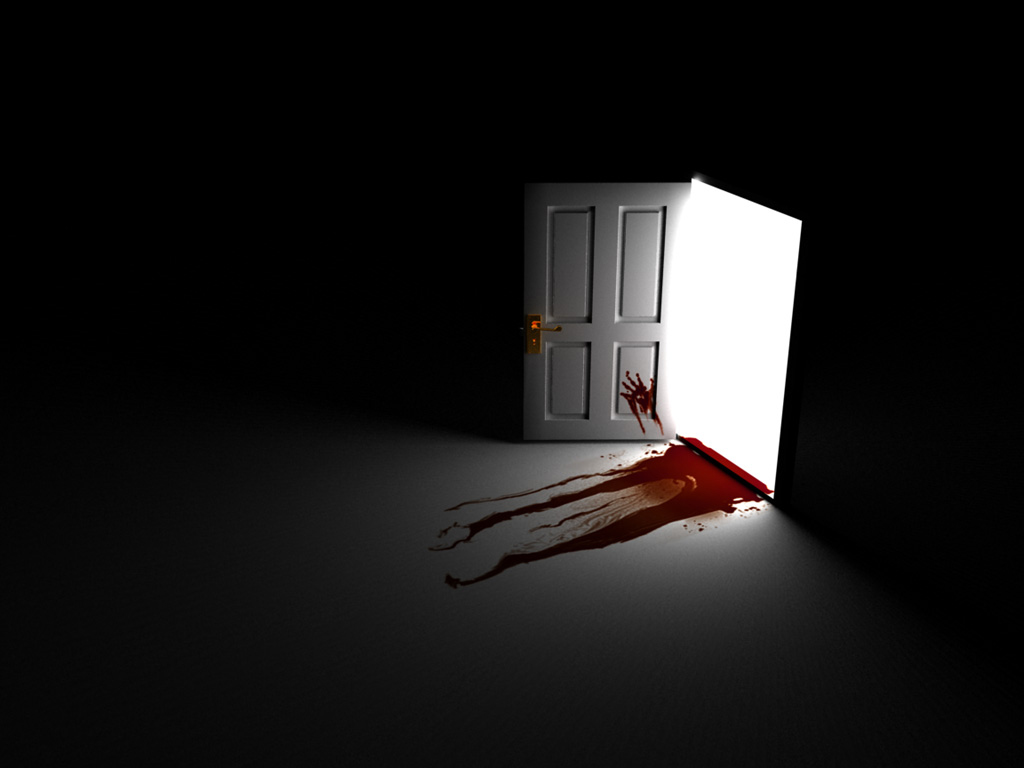 Scary Wallpaper Background: Dark Blood Door Scary Wallpaper