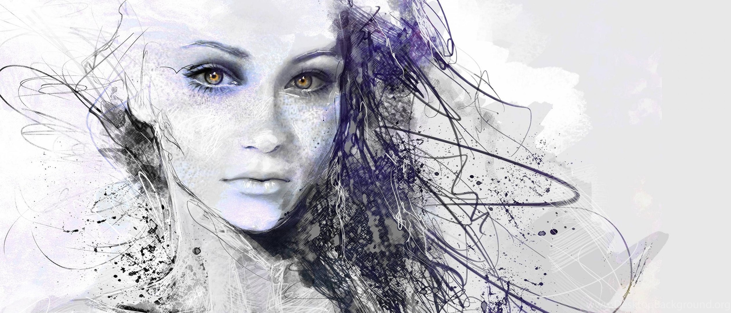 Painting Of Girl Created By Pencil HD 1080p Photo Desktop Background