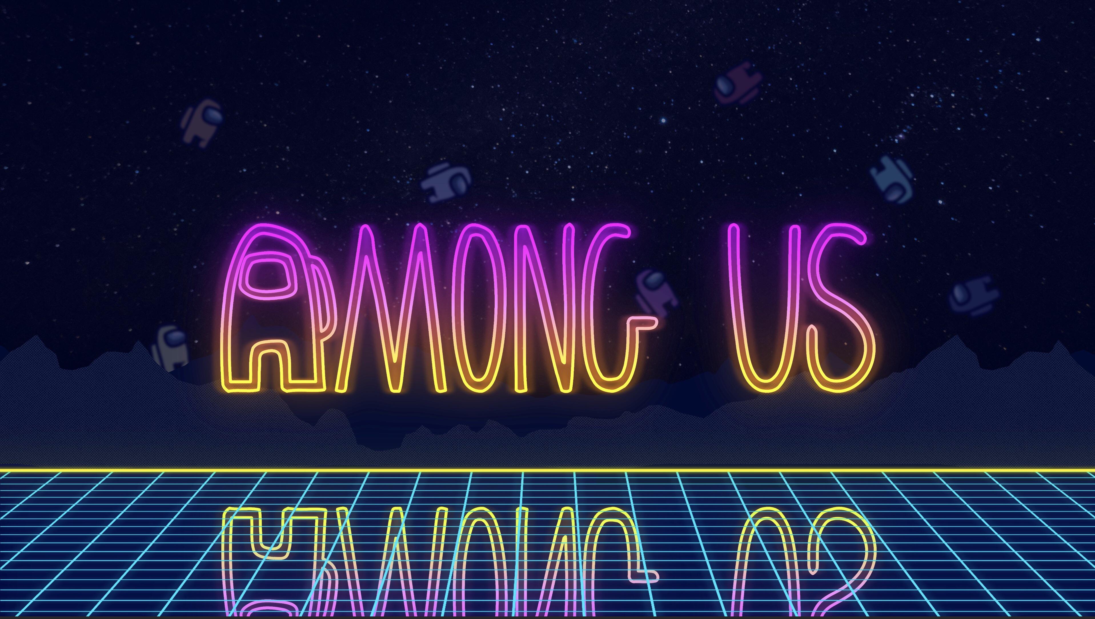 Among Us Wallpaper 4K, Dark aesthetic, Neon