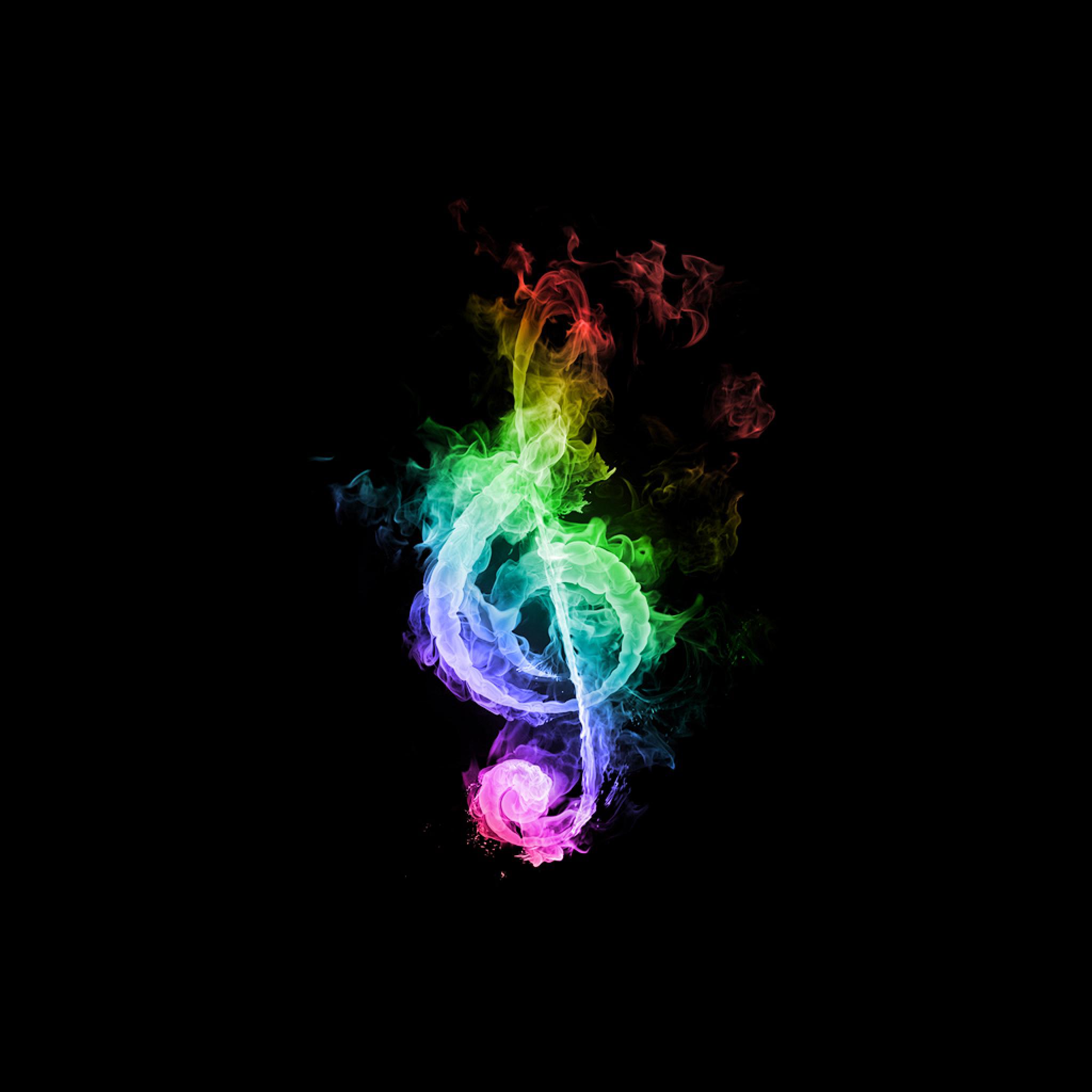 Vector Treble Clef In Rainbow Flames iPhone HD Wallpaper Free