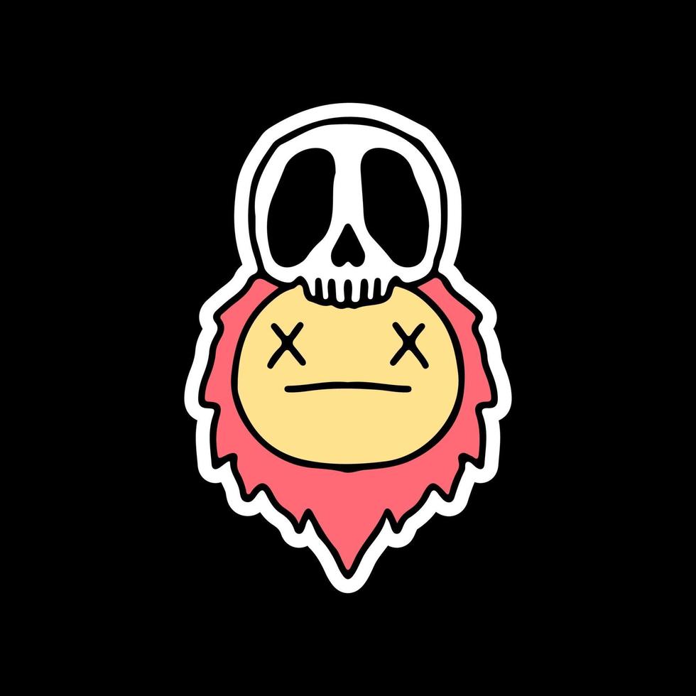 skull head and dead emoji on fire. illustration for t shirt
