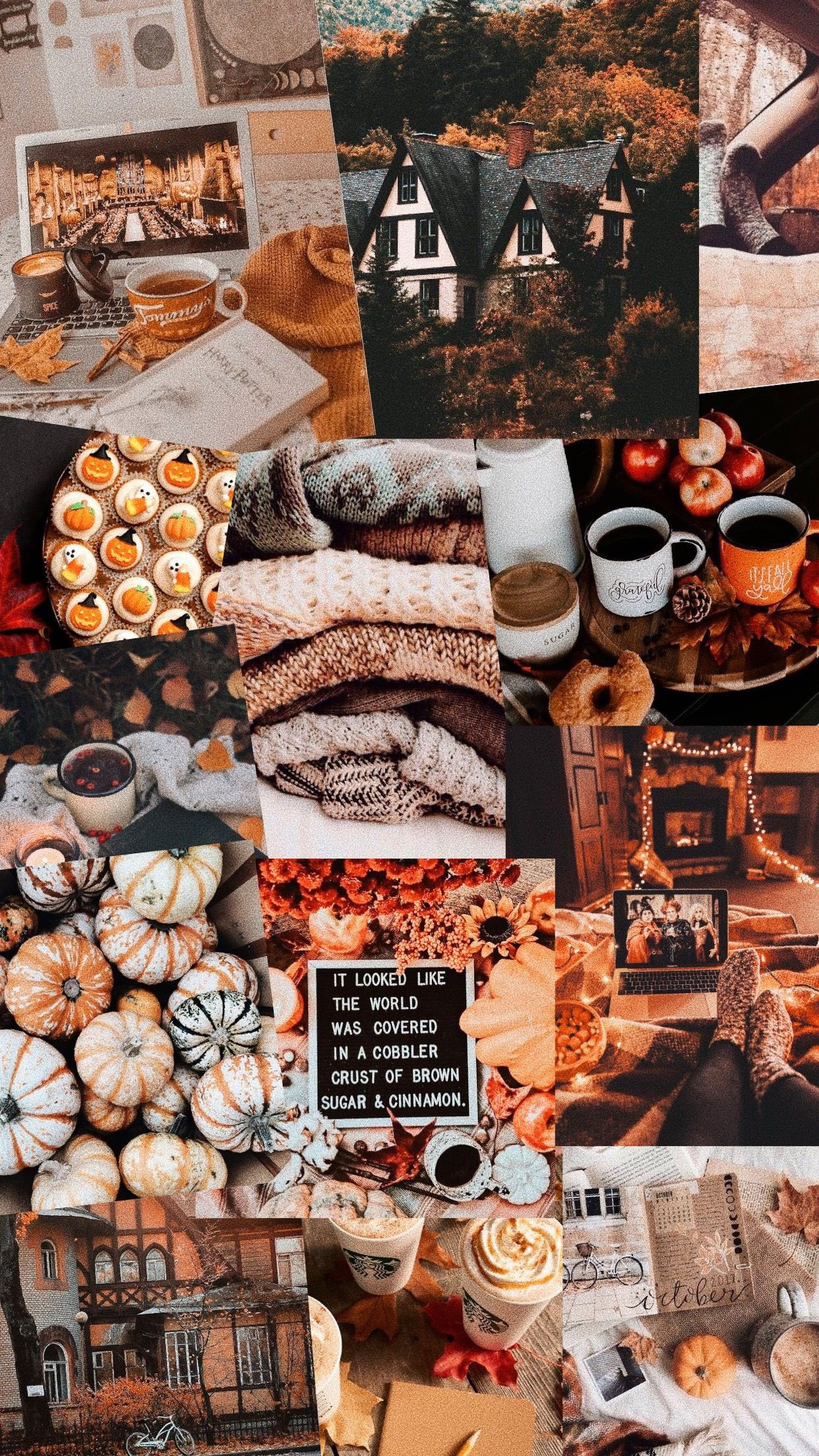 Cute Brown Aesthetic Wallpaper for Phone, Pretty Autumn Collage Aesthetic I Take You. Wedding Readings. Wedding Ideas