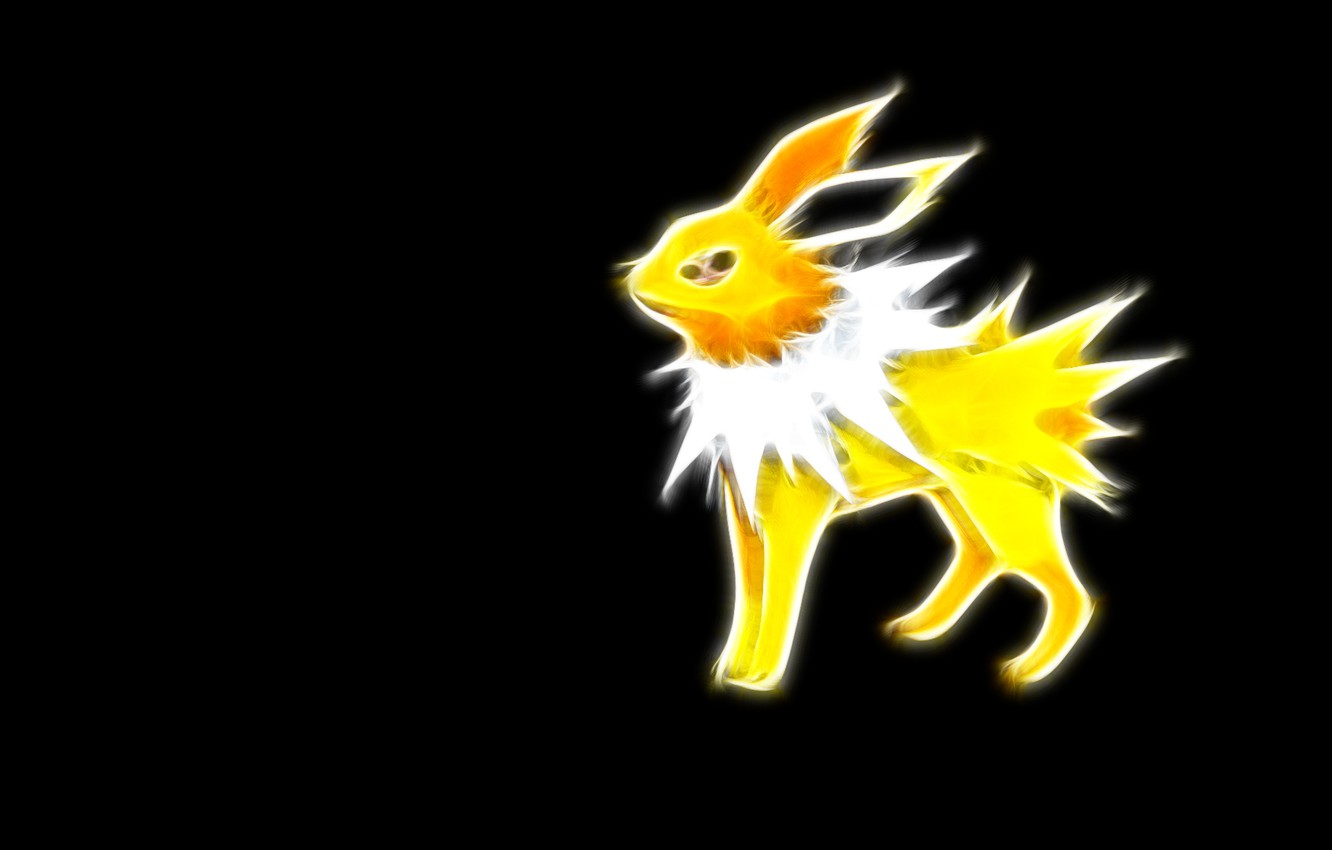 Wallpaper yellow, electric, pokemon, pokemon, jolteon, neon lines, jolteon image for desktop, section минимализм