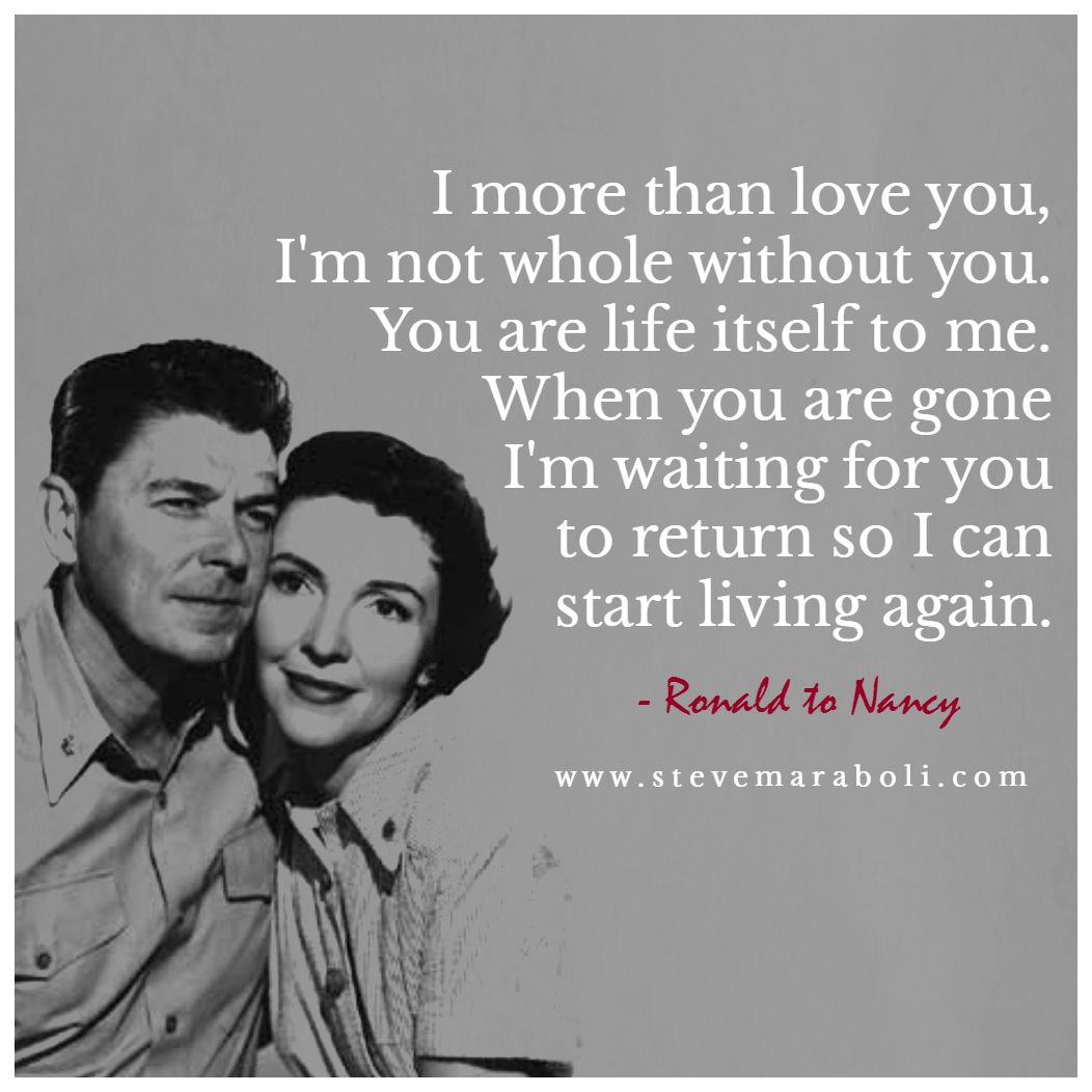 Ronald and Nancy Reagan.I love how much they loved each other! ❤. Ronald reagan quotes, Love my husband, Inspirational quotes