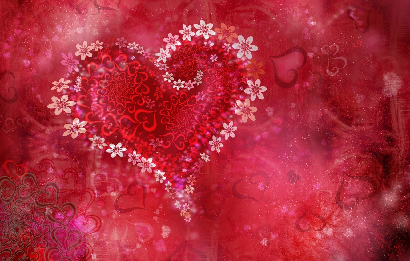 Wallpaper flowers, holiday, heart, Valentine's day, Valentine flowers image for desktop, section настроения