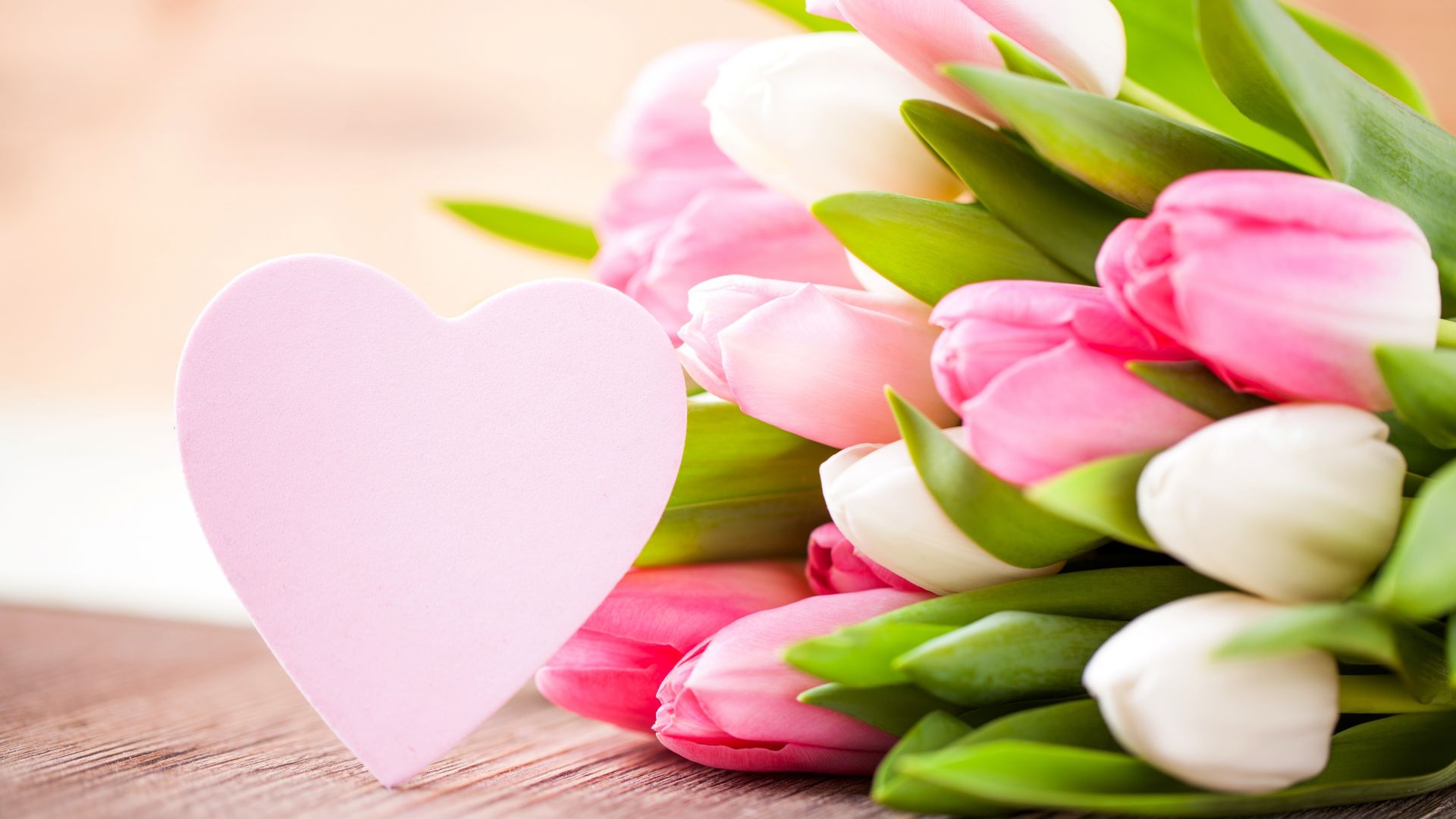 Desktop Wallpaper Valentines Day, Flowers, Tulips, Hearts, Love, HD Image, Picture, Background, Pau7mc