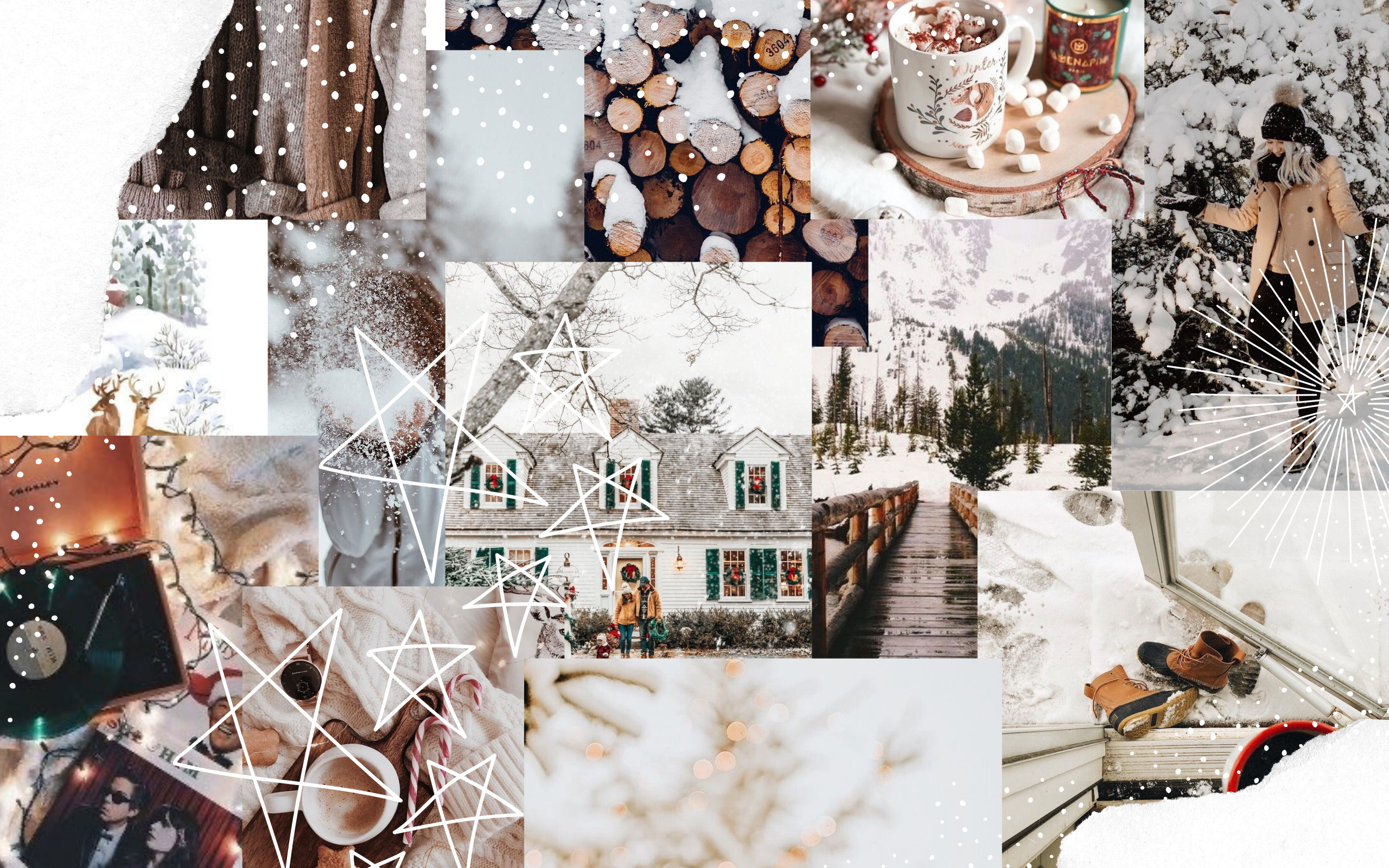 Aesthetic Christmas Collage Desktop Wallpaper