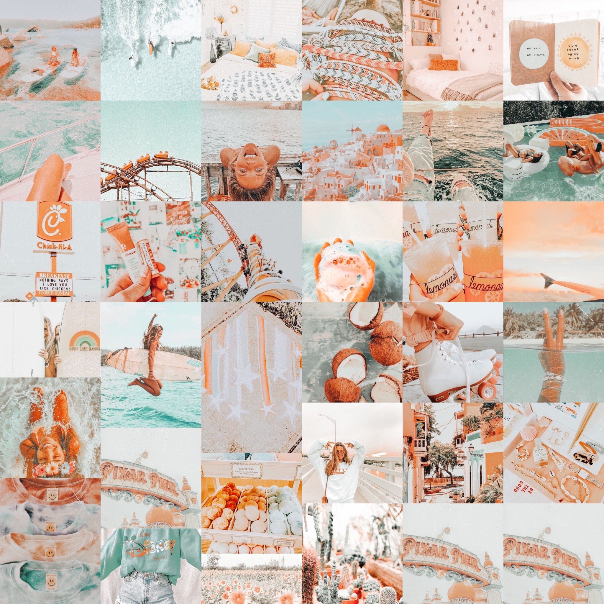 Orange and Teal VSCO Aesthetic Photo Collage Kit download