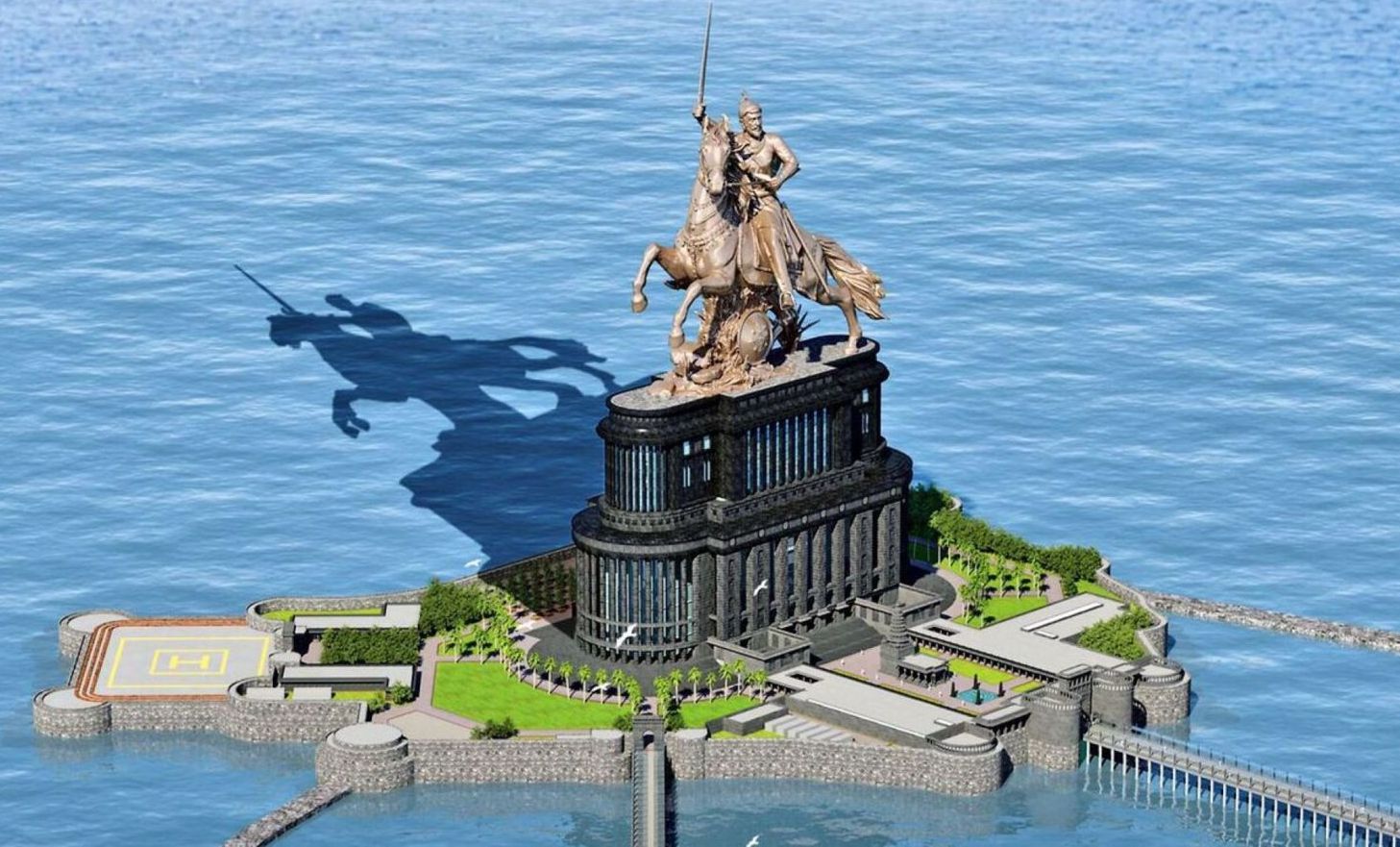 Huge HD Shivaji Maharaj Wallpaper Statue In Mumbai