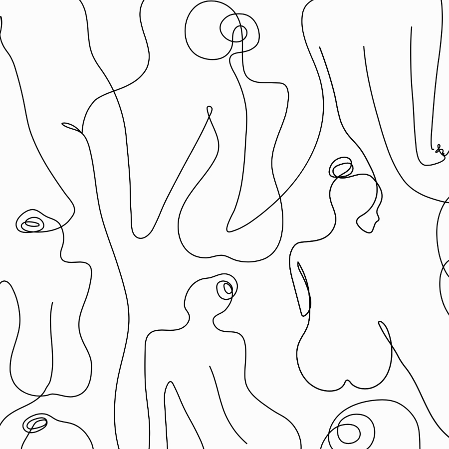Female Line Art Wallpaper