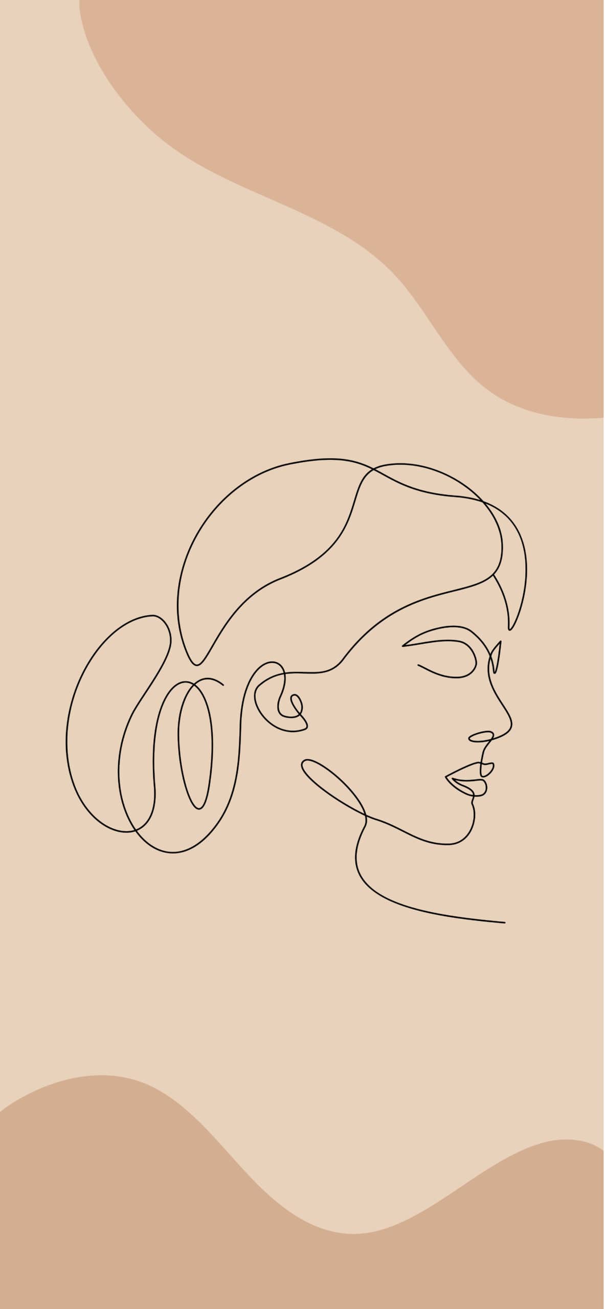 Aesthetic Line Art Girl Wallpaper