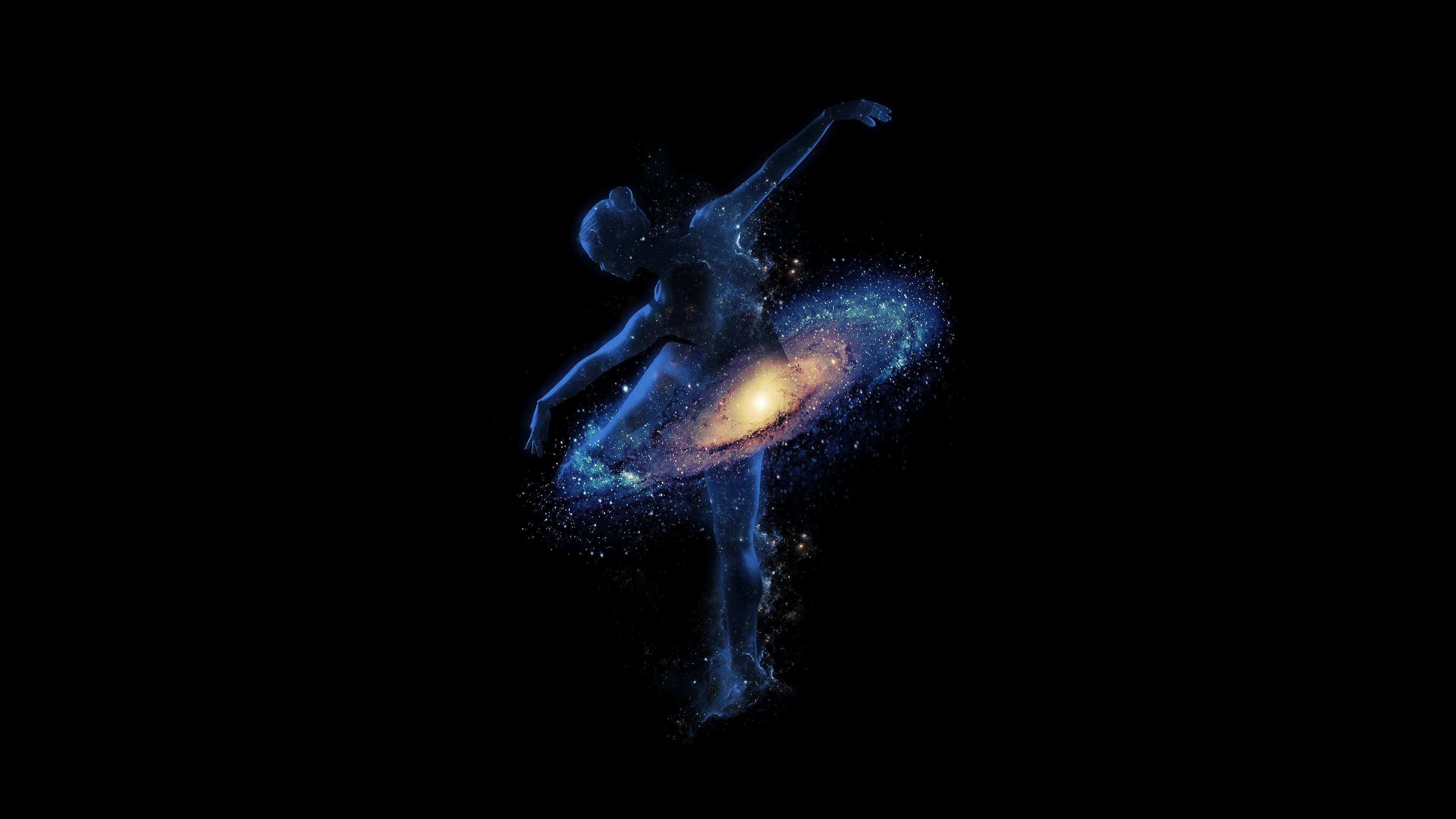 Galaxy Wallpaper 4K, Dance, Girl, Dream, Space, Astronomical, Fantasy