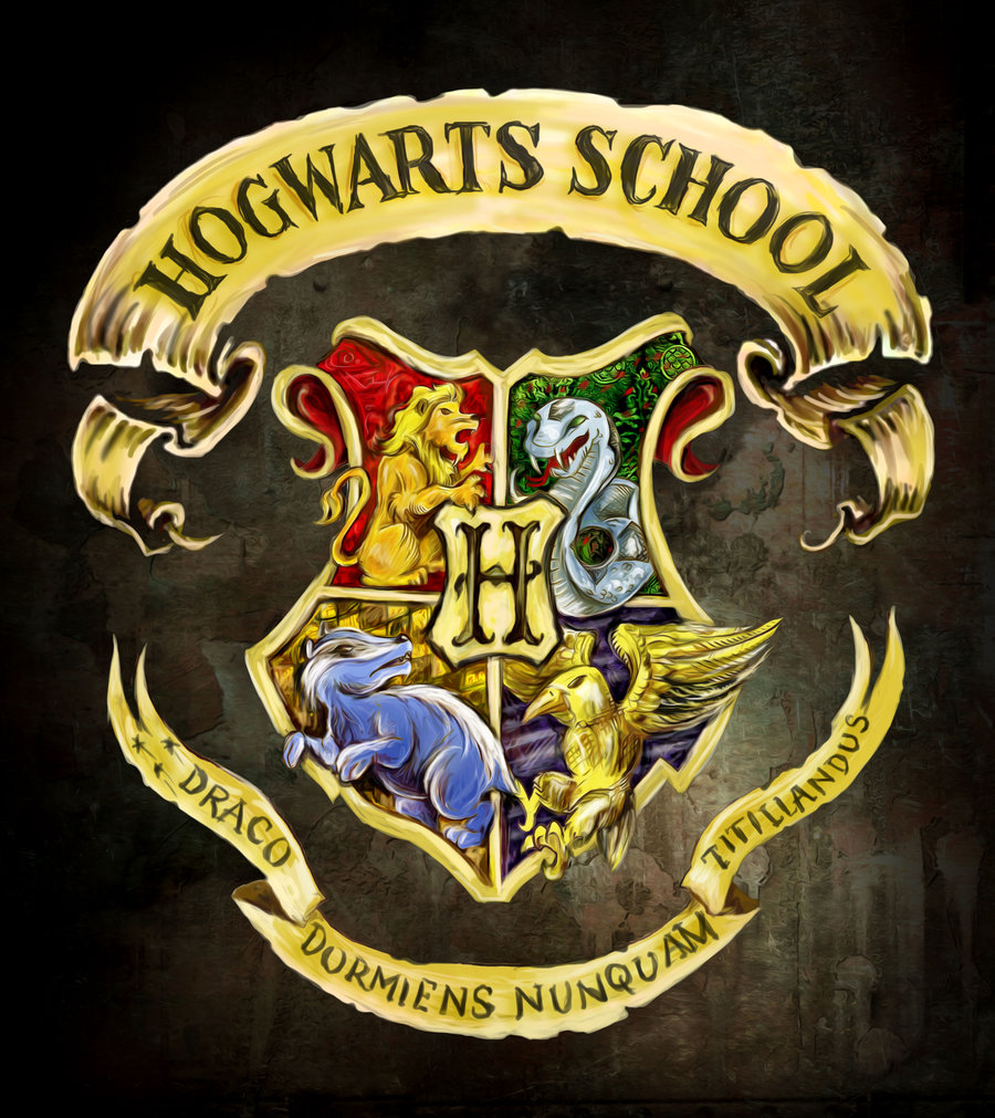 hogwarts logo wallpaper, emblem, crest, badge, symbol, logo