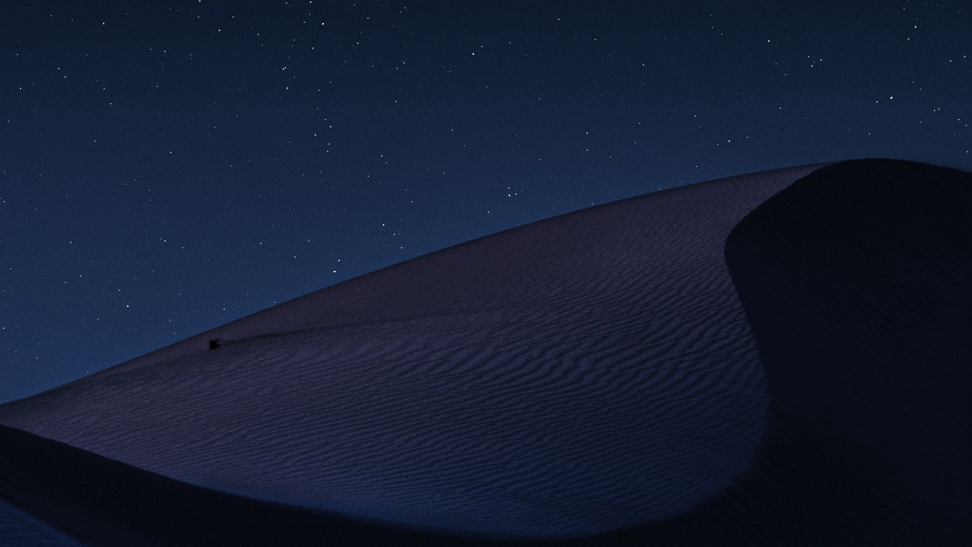 Download wallpaper 1920x1080 desert, night, dark, dunes, starry sky full hd, hdtv, fhd, 1080p HD background