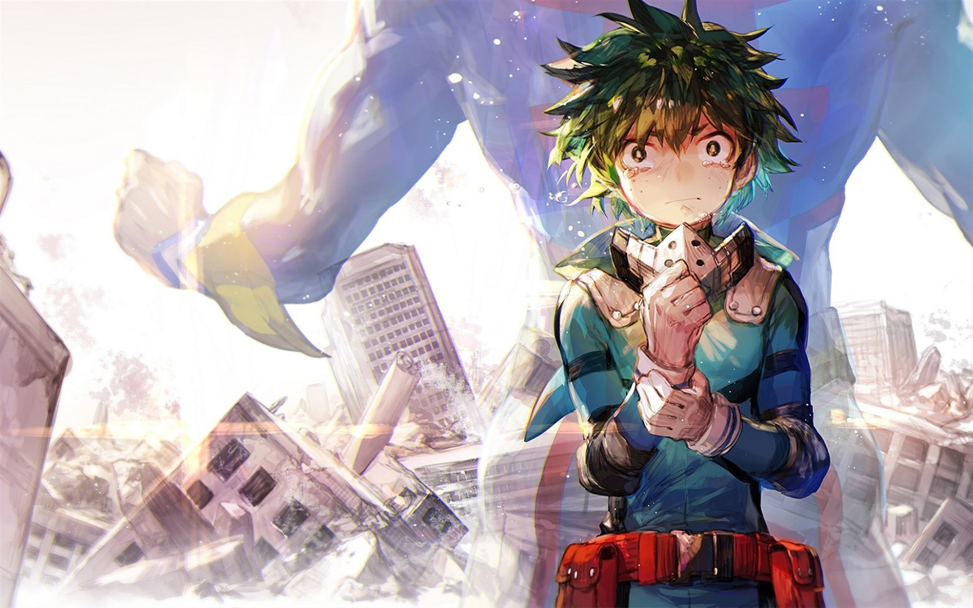 Download wallpaper Boku No Hero Academia, Izuku Midoriya, Deku, portrait, Japanese manga, main characters, art for desktop with resolution 1920x1200. High Quality HD picture wallpaper