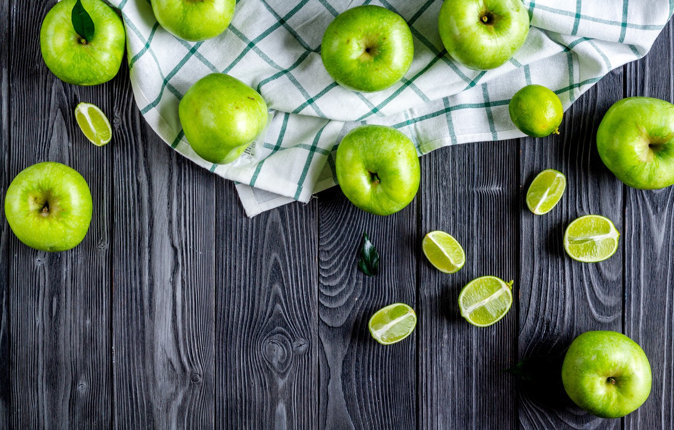 Wallpaper apples, green, lime, fruit, vitamins image for desktop, section еда