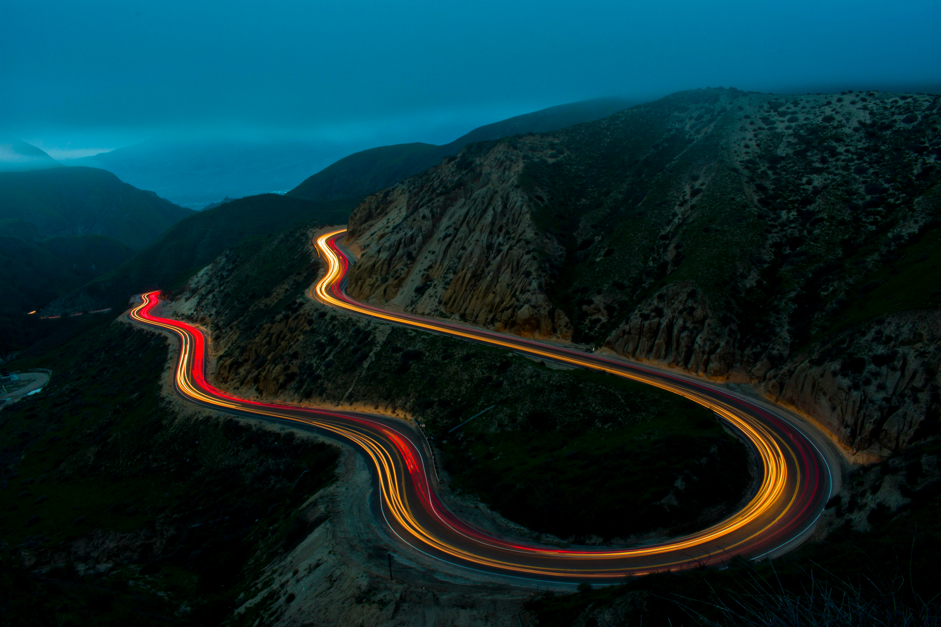 Mountain Road at Night HD Wallpaper