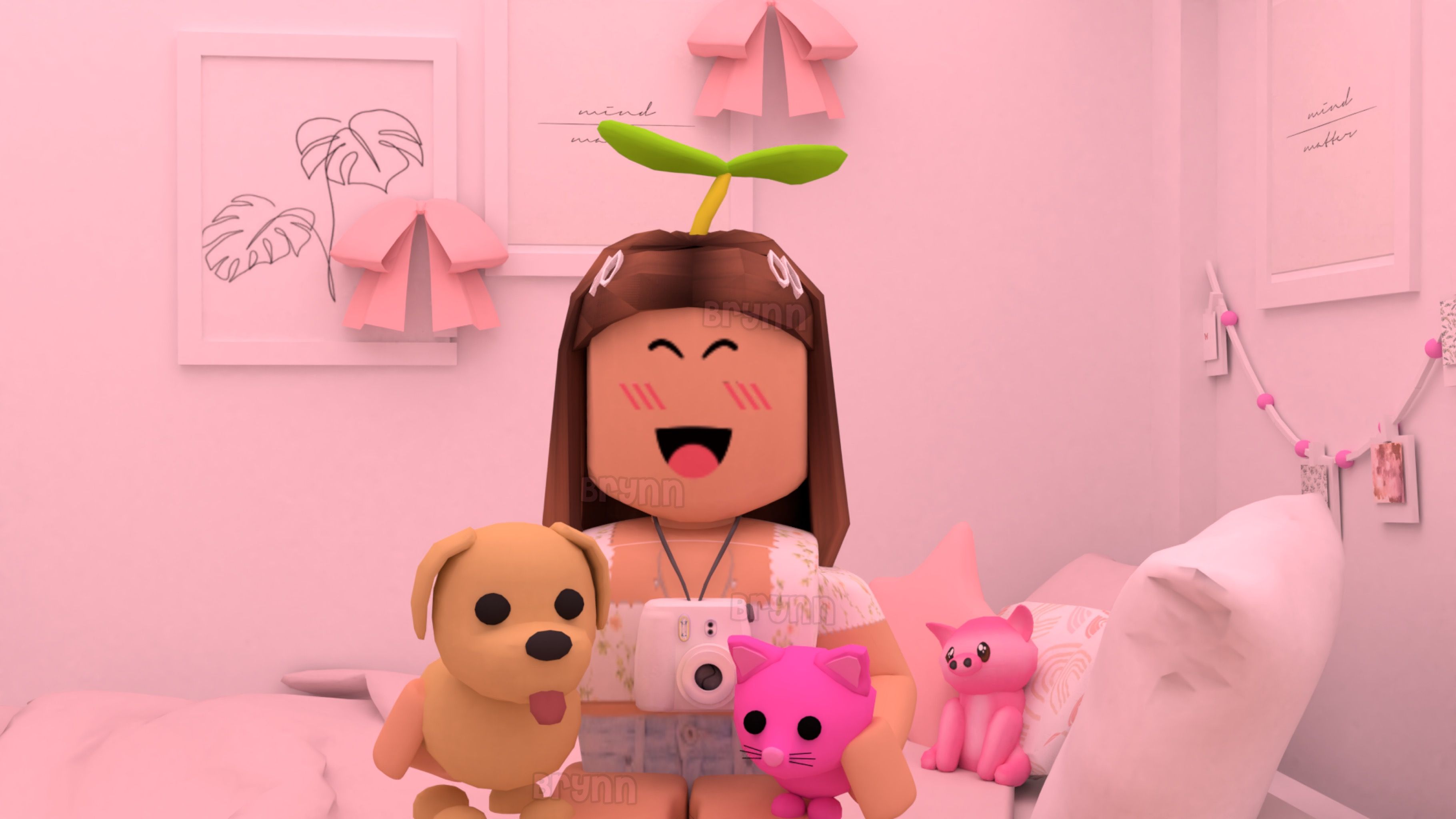 Download Cute Roblox Girl Stylish Pink Wallpaper