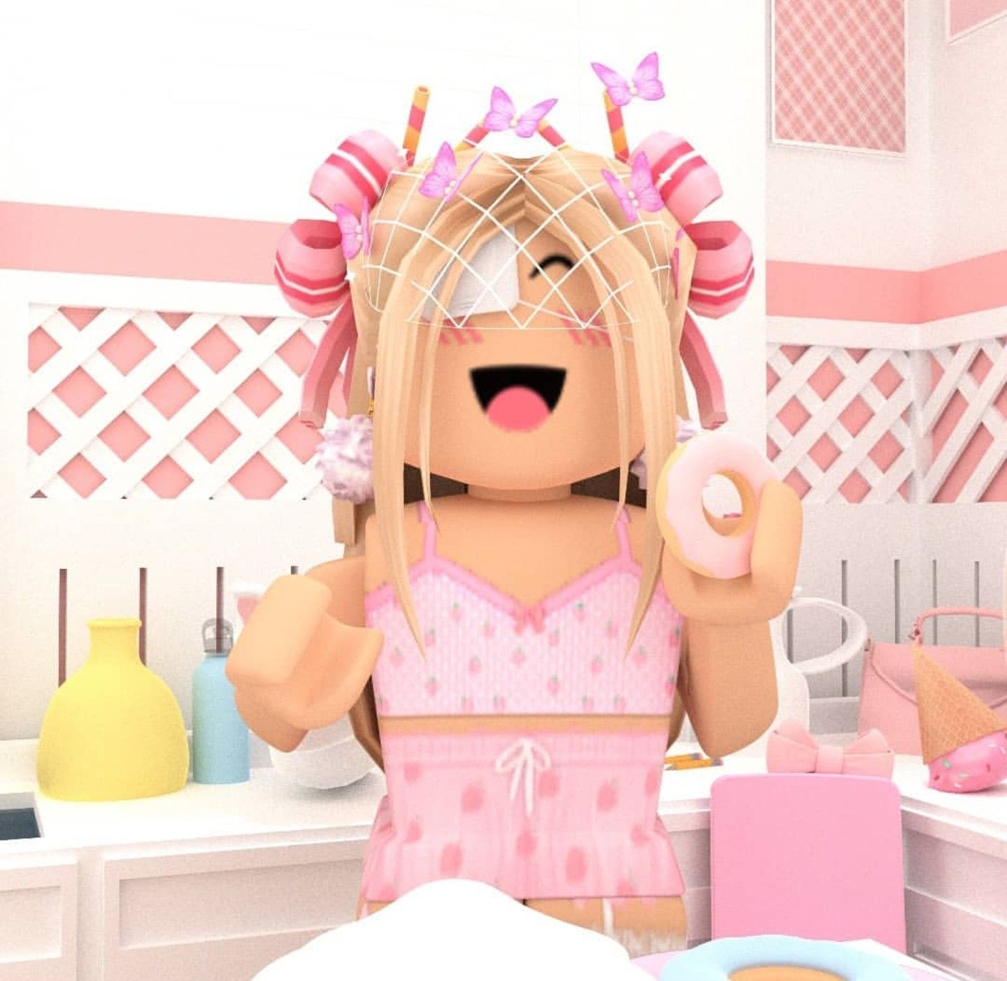 roblox girl  Pink, Pink girl, Cute pink