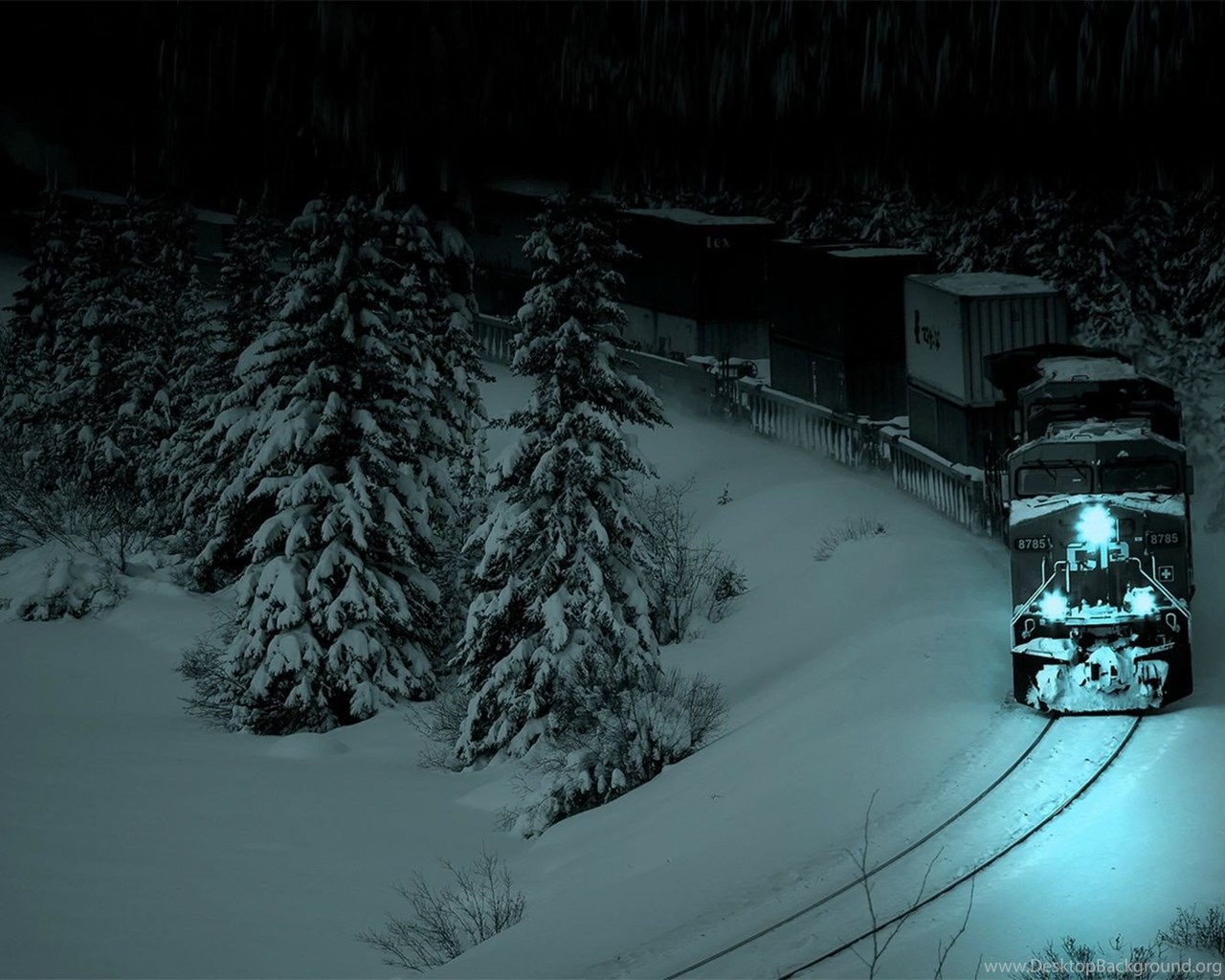 Train In Snow Night Wallpaper - Alaska Winter Nights Desktop Background