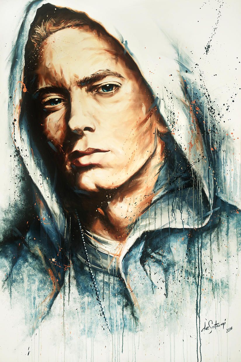Oil on canvas painting by deSotogi of Eminem entitled One Shot. Eminem drawing, Eminem, Eminem wallpaper