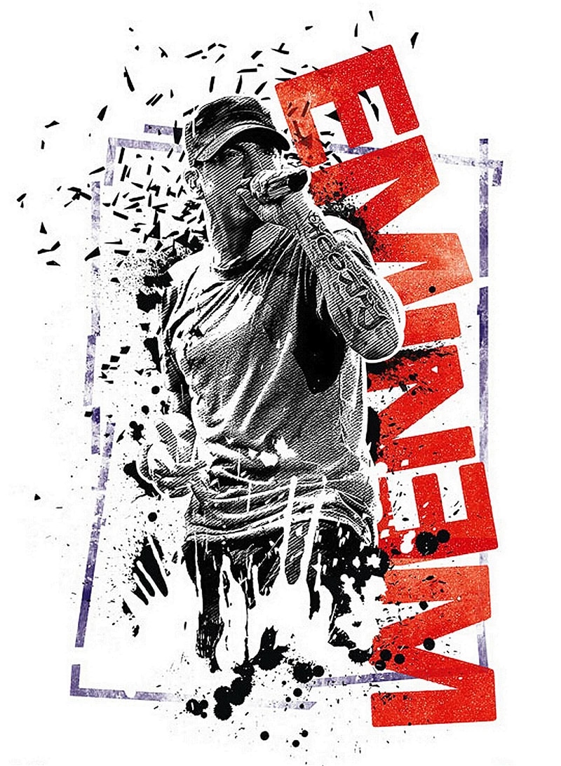 Free Shipping Custom Poster Nice Bedroom Decor Retro Eminem Graffiti music Fashion Wall Sticker Well Design Wallpaper. fashion poster. bedroom decordesigner wall stickers