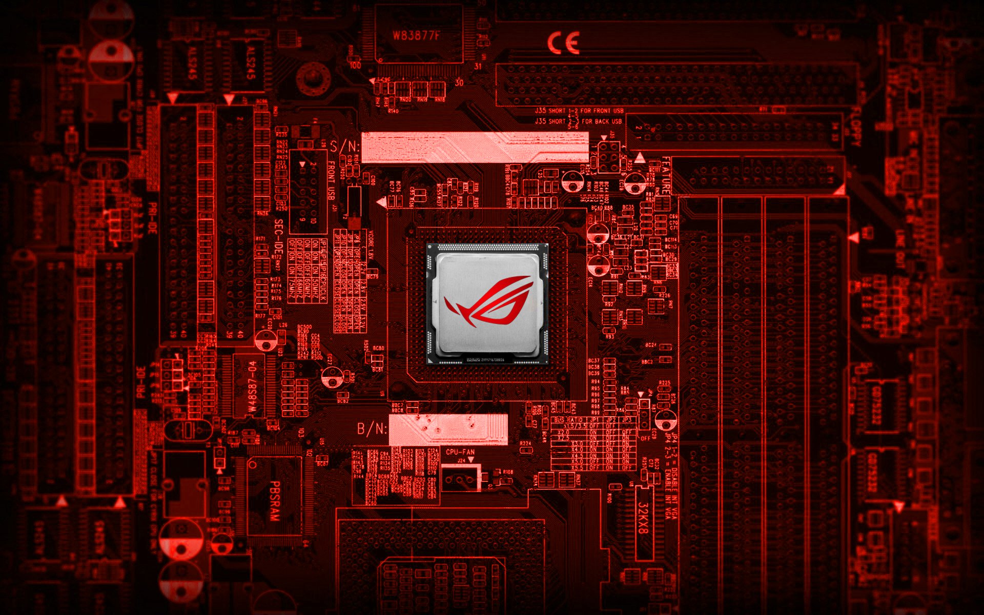 Asus Computer Technology Red Motherboard Wallpaper:1920x1200