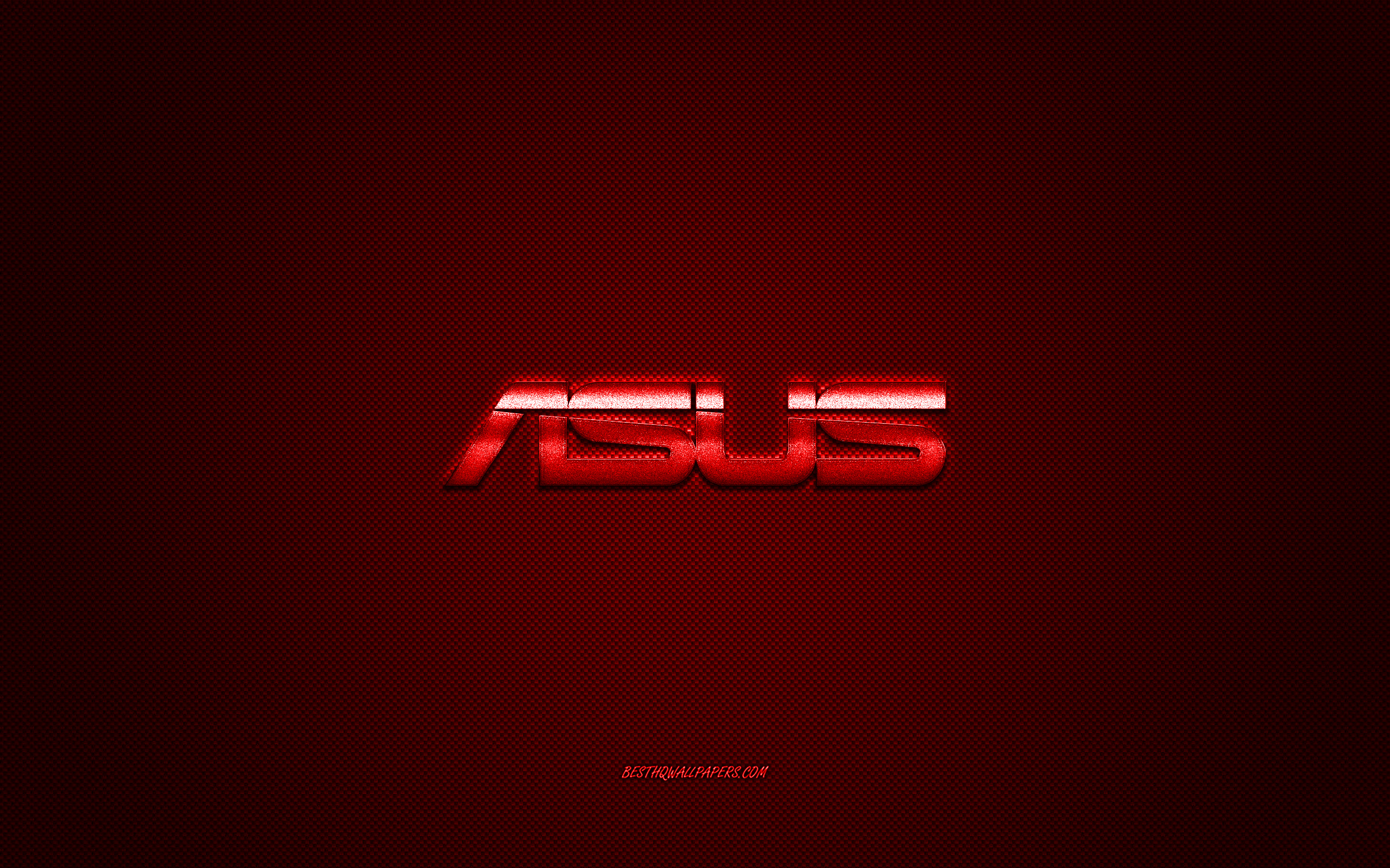 Download wallpaper Asus logo, red shiny logo, Asus metal emblem, wallpaper for Asus smartphones, red carbon fiber texture, Asus, brands, creative art for desktop with resolution 2560x1600. High Quality HD picture wallpaper
