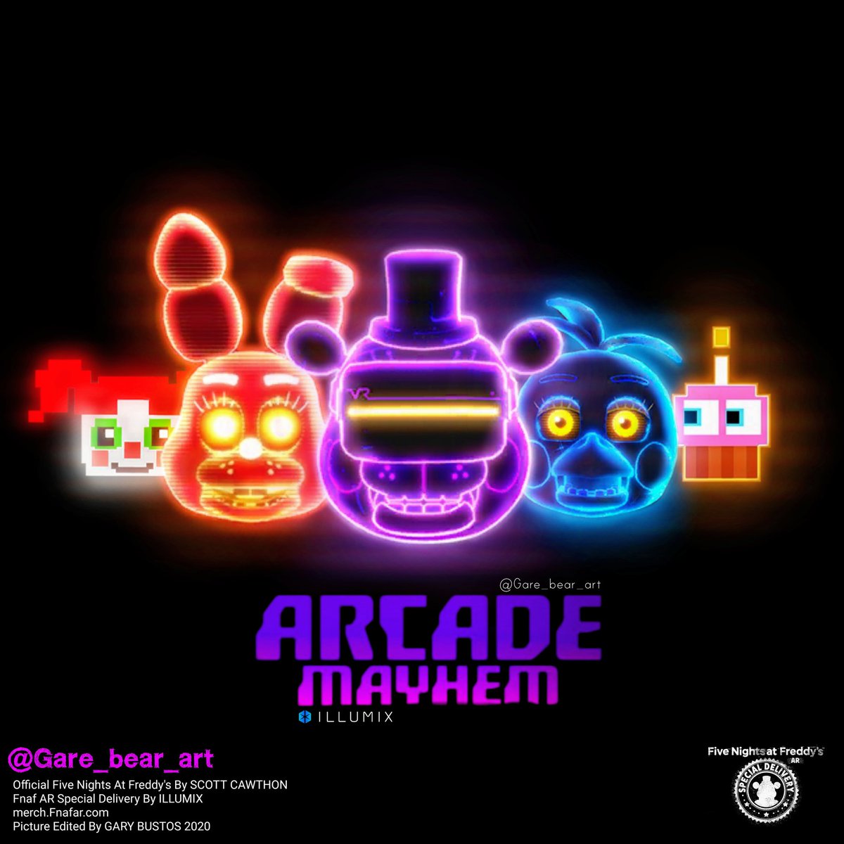 Twitter 上的 Gare_bear_art：New Fnaf AR Merch. This picture is not a merch. I edited this lol. But there are merch of the Arcade Mayhem Animatronics on