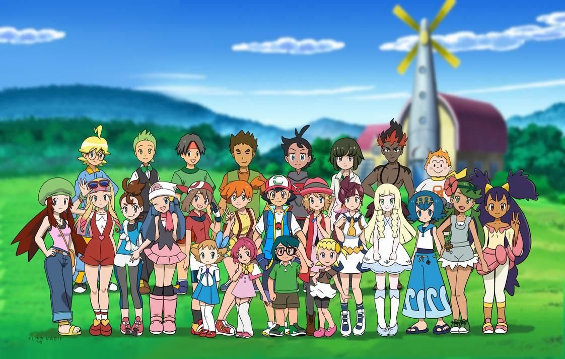 Ash with all his friends and traveling companions. Pokémon. Pokemon, Pokemon art, Pokémon heroes