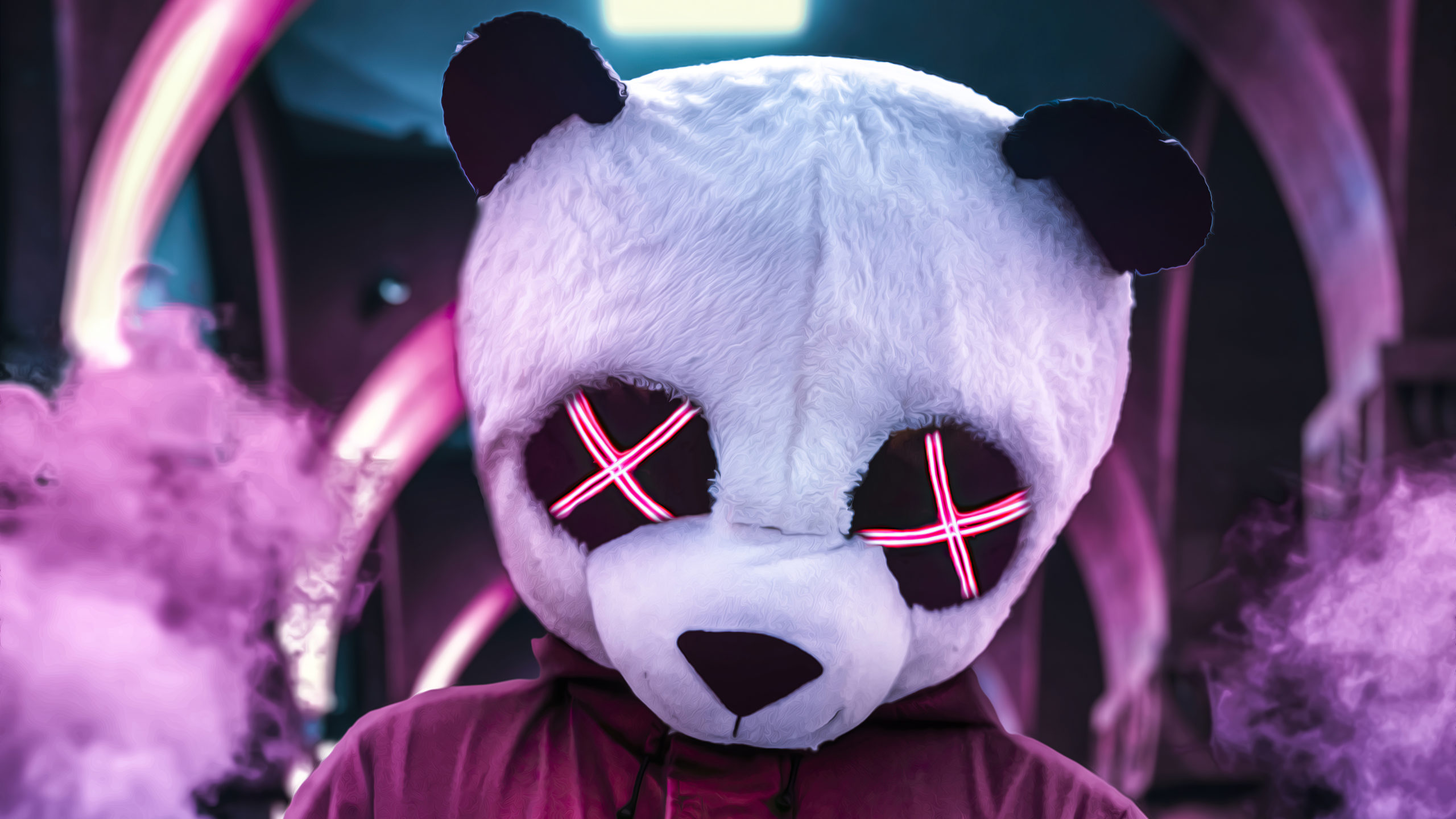 Panda Neon Eyes 4k Ug Wallpaper