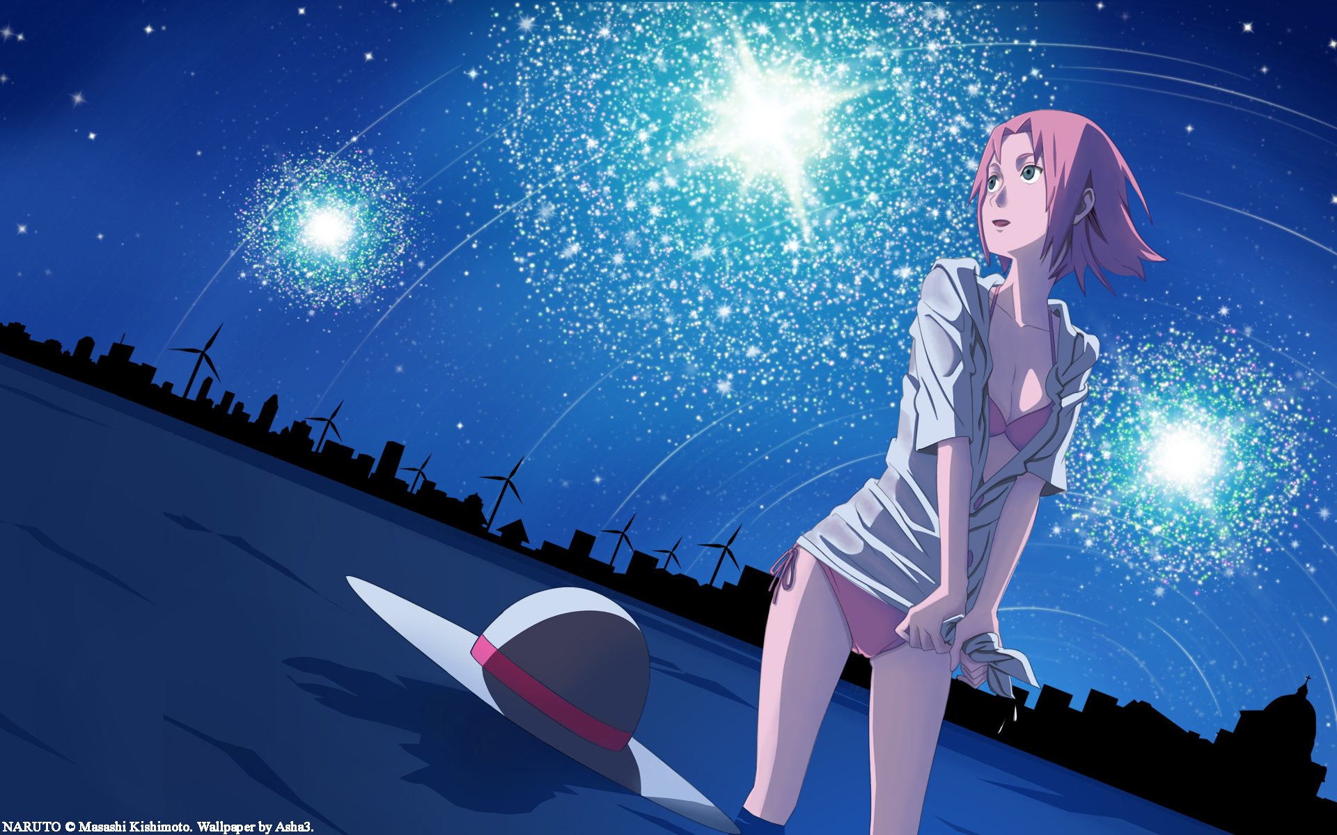 haruno, Sakura, Landscape, Naruto, Pink, Hair, Scenic, Sky, Stars Wallpaper HD / Desktop and Mobile Background