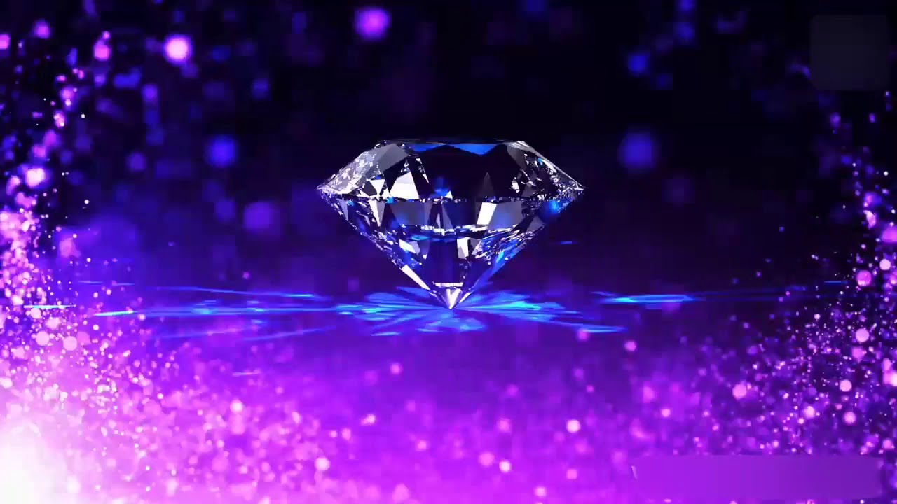 4K Diamond in Purple blue background romantic and beautiful purple particle diamond background video