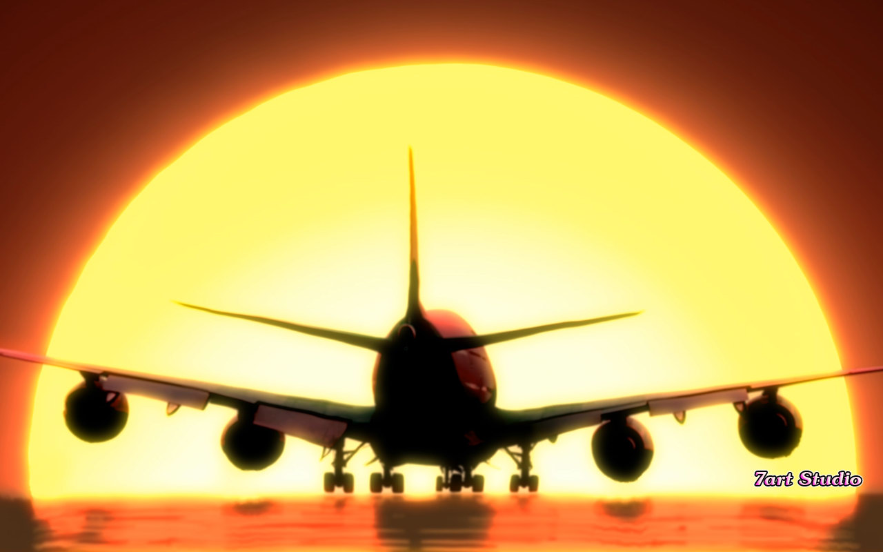 Airplane Sunset Photo 07505