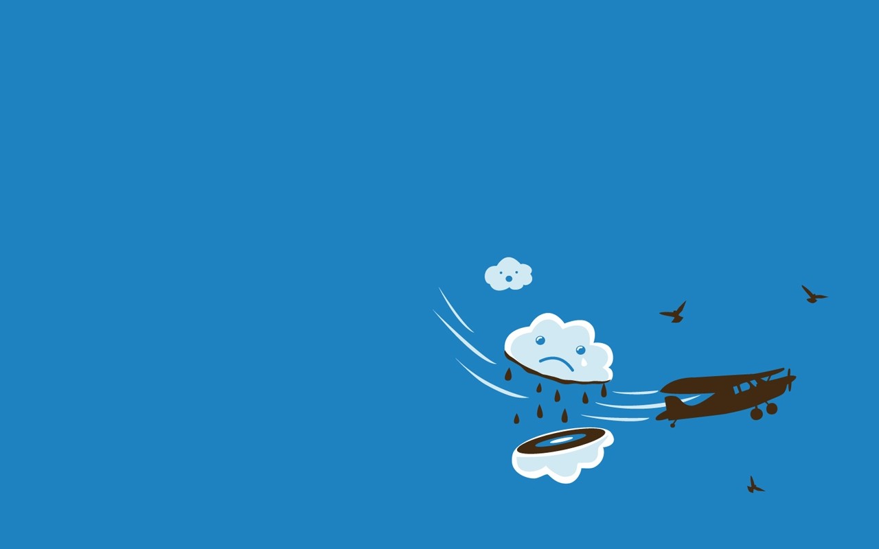 Minimalism Aircraft Clouds Birds Vehicle Simple Background Blue Background Sad Blue Wallpaper:1280x800