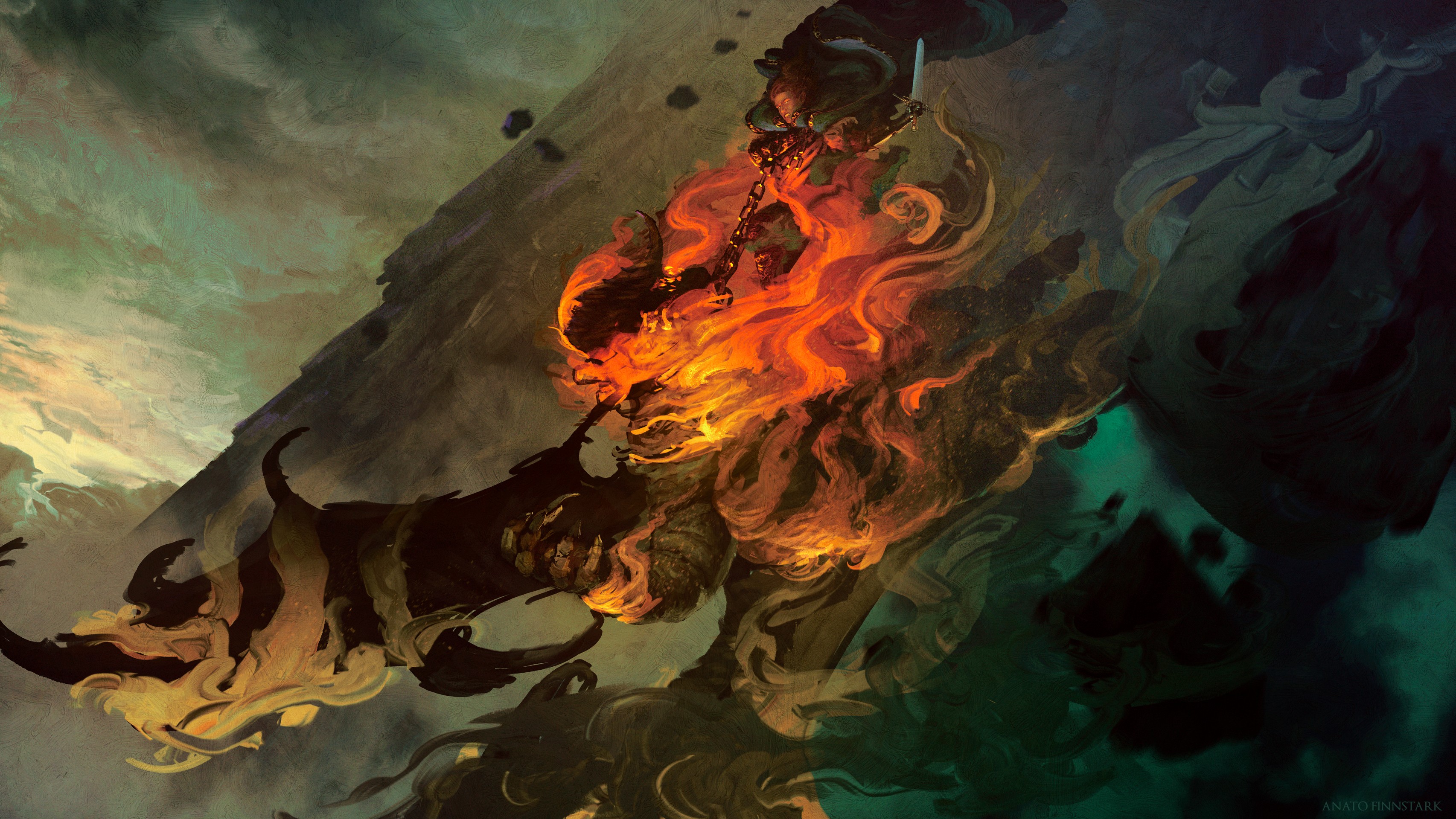 Glorfindel fighting the Balrog HD Wallpaper