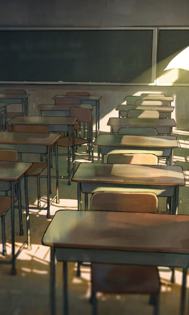 Download 768x1280 Anime School, Classroom, Desks, Wind, Lonely Boy Wallpaper for Galaxy SIV, Nokia Lumia Acer Picasso