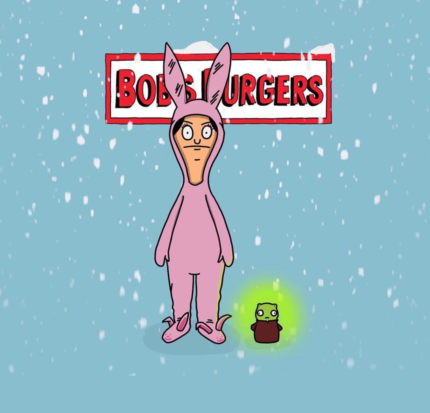 Louise Belcher & Kuchi Kopi, Bob's Burgers. Bobs burgers christmas, Bobs burgers tina, Bobs burgers