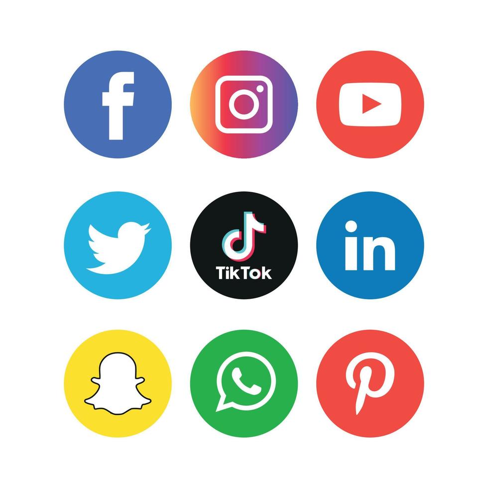 Social Media flat icons technology, network. background group smiley face sale. Share, Like, Vector illustration Twitter, YouTube, WhatsApp, Snapchat, Facebook, instagram, tiktok, tok