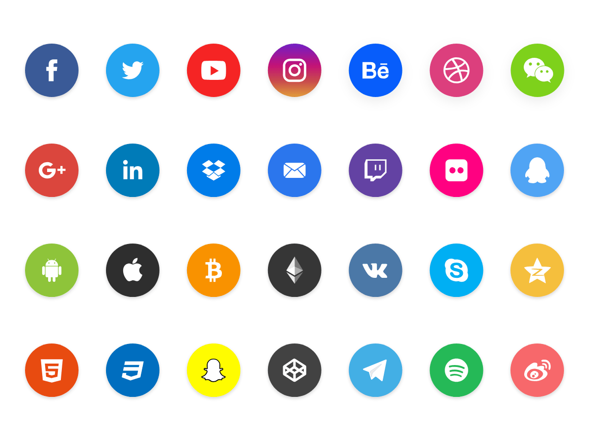 Best Flat Circular Social Icon Sets For Free Download Web Resources