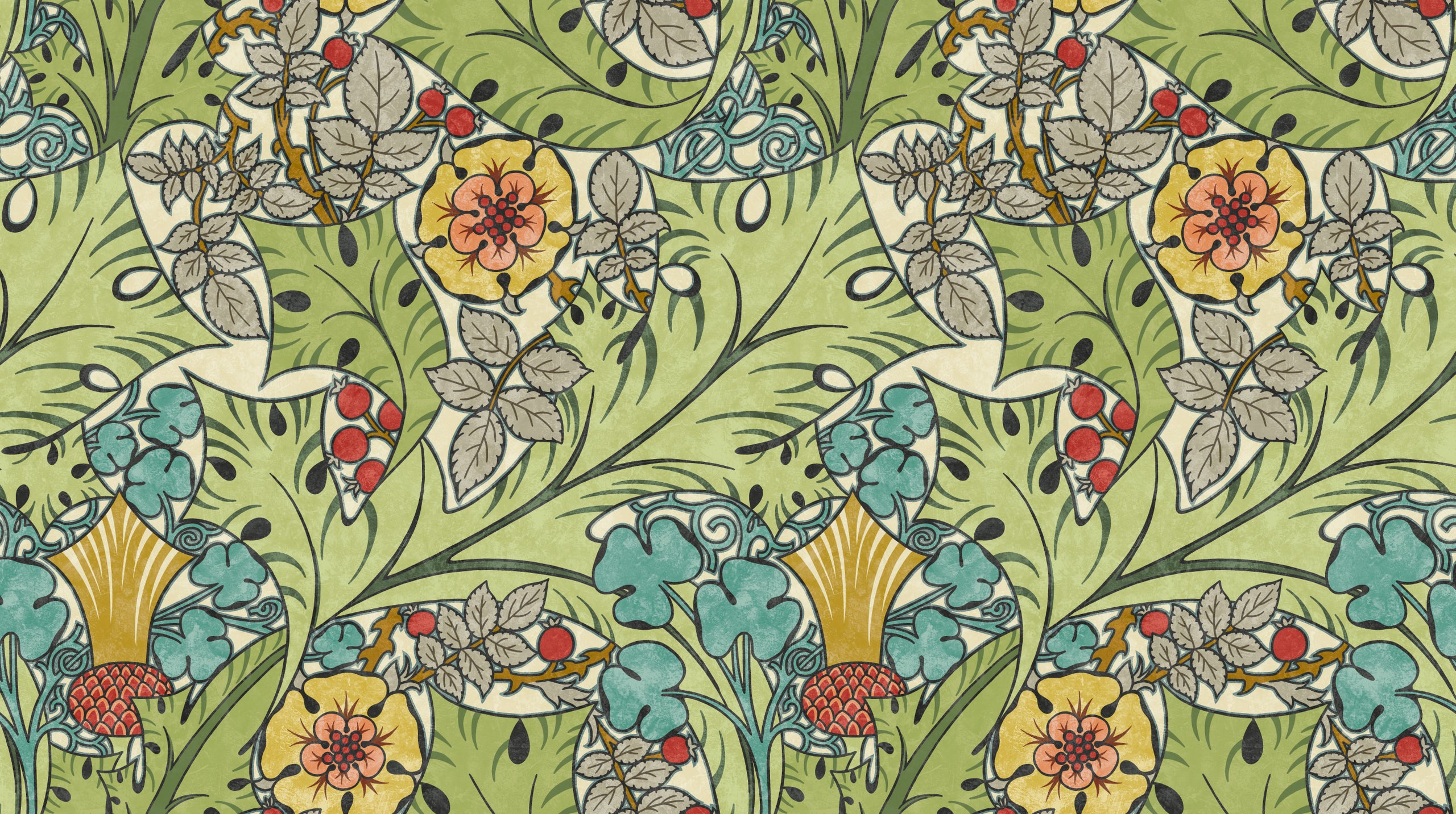 C.F.A Voysey Rose Wallpaper