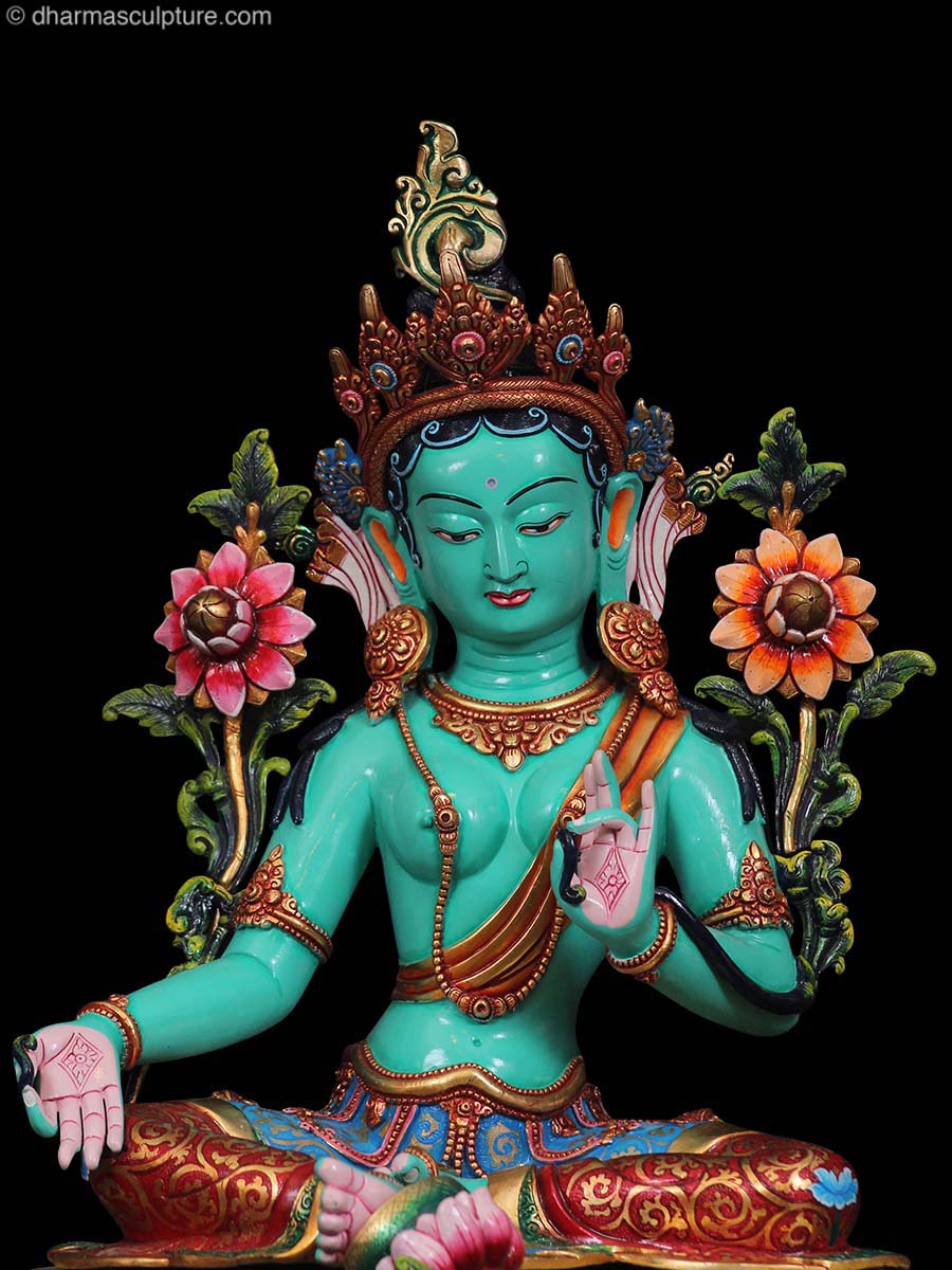 Tare Tuttare Ture. Green Tara Statue (9n44)