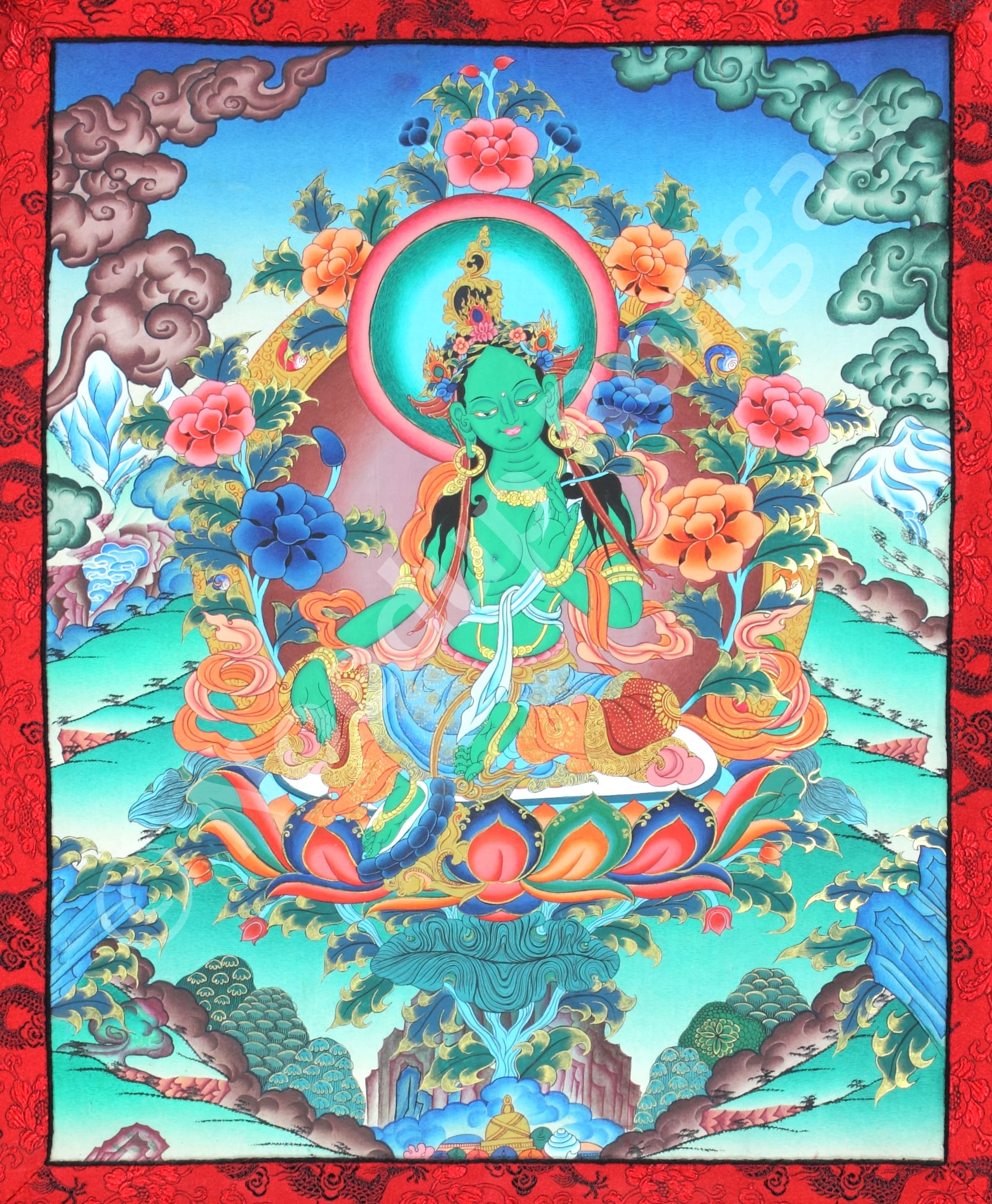 Green Tara Tibetan Thangka