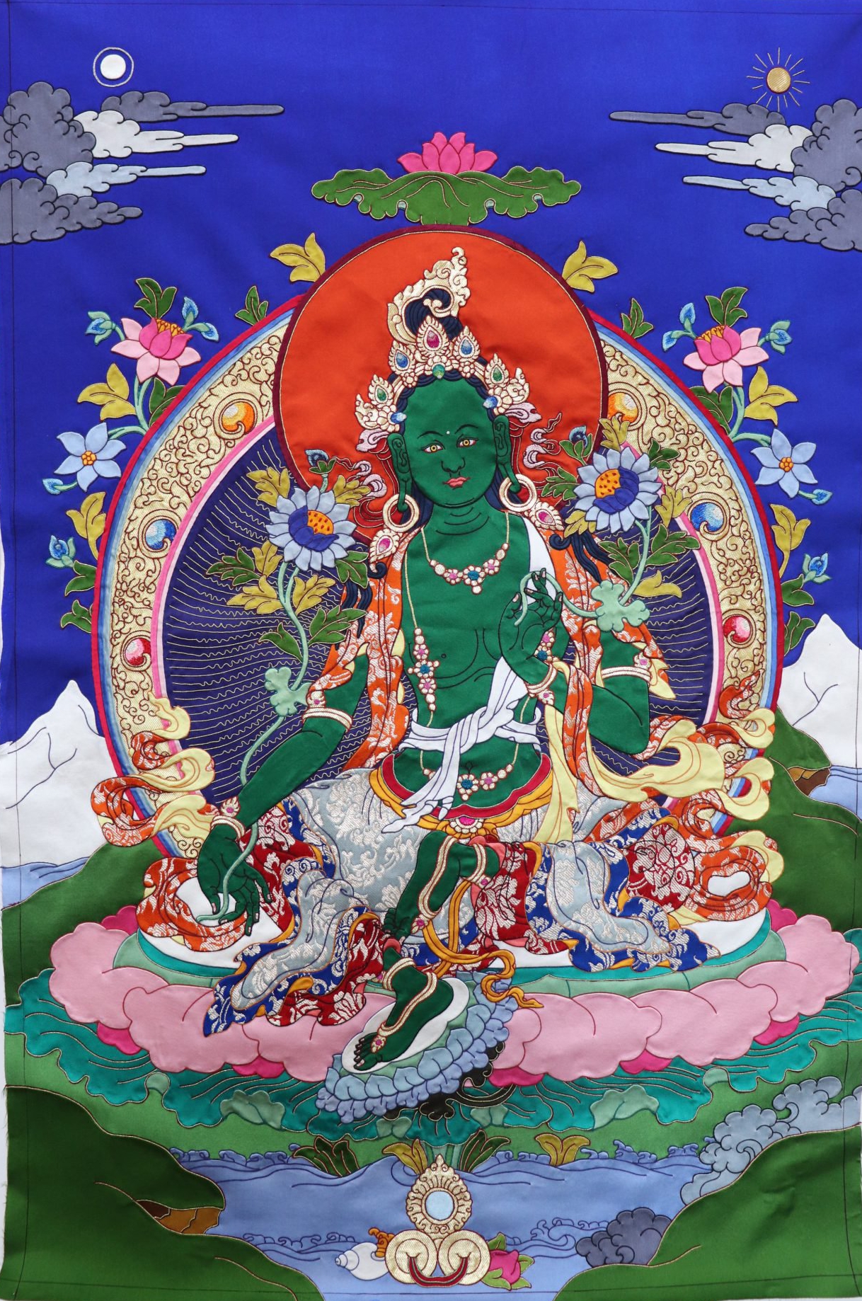Green Tara Applique Thangka • Mandalas Life