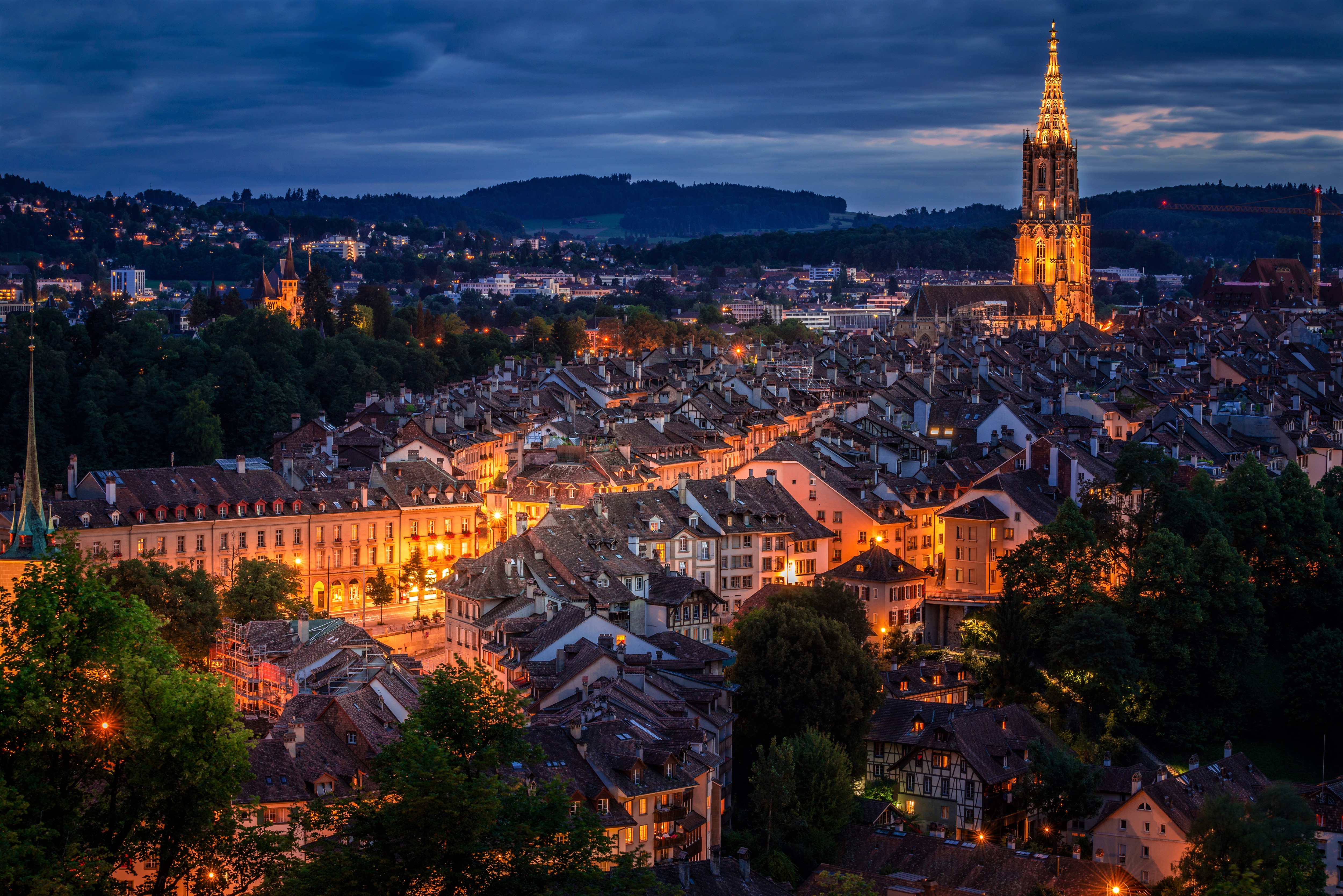 Bern, Switzerland at Night 4k Ultra HD Wallpaper
