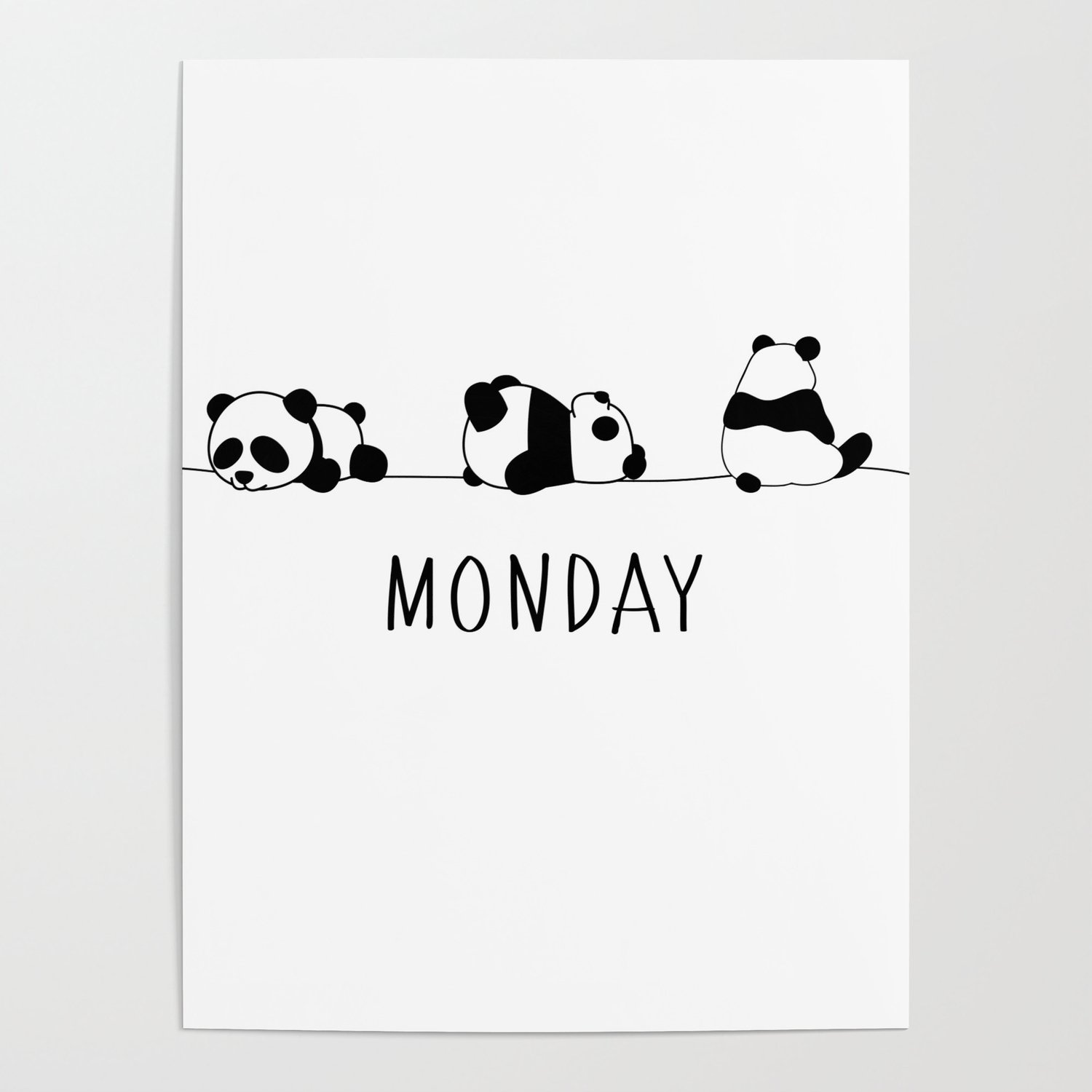Cute and Lazy Panda Monday Poster